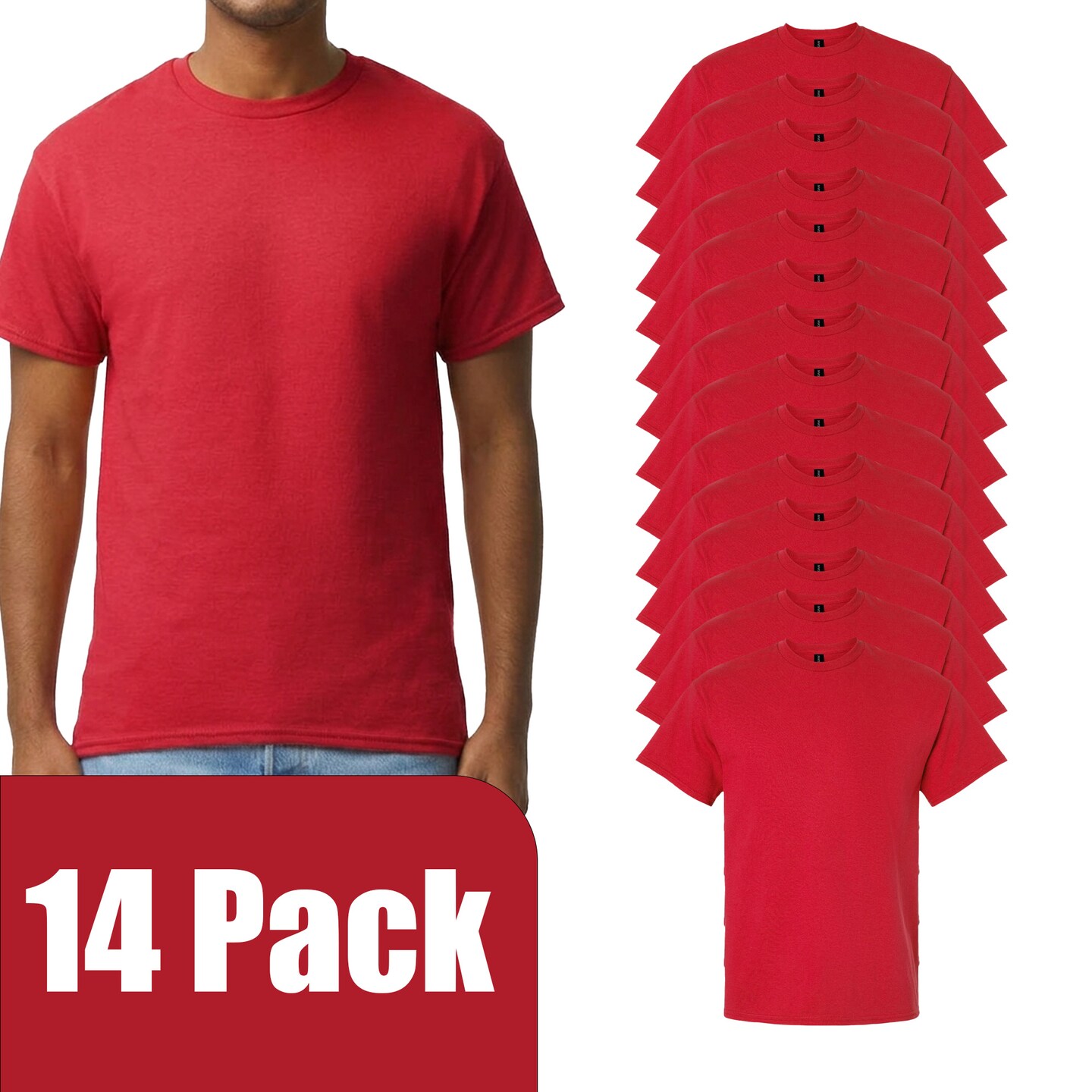 Gildan Men's Ultra Cotton Short Sleeve T-Shirt, Adult Crewneck Blank Tee for DIY Printing, Red, S–5XL