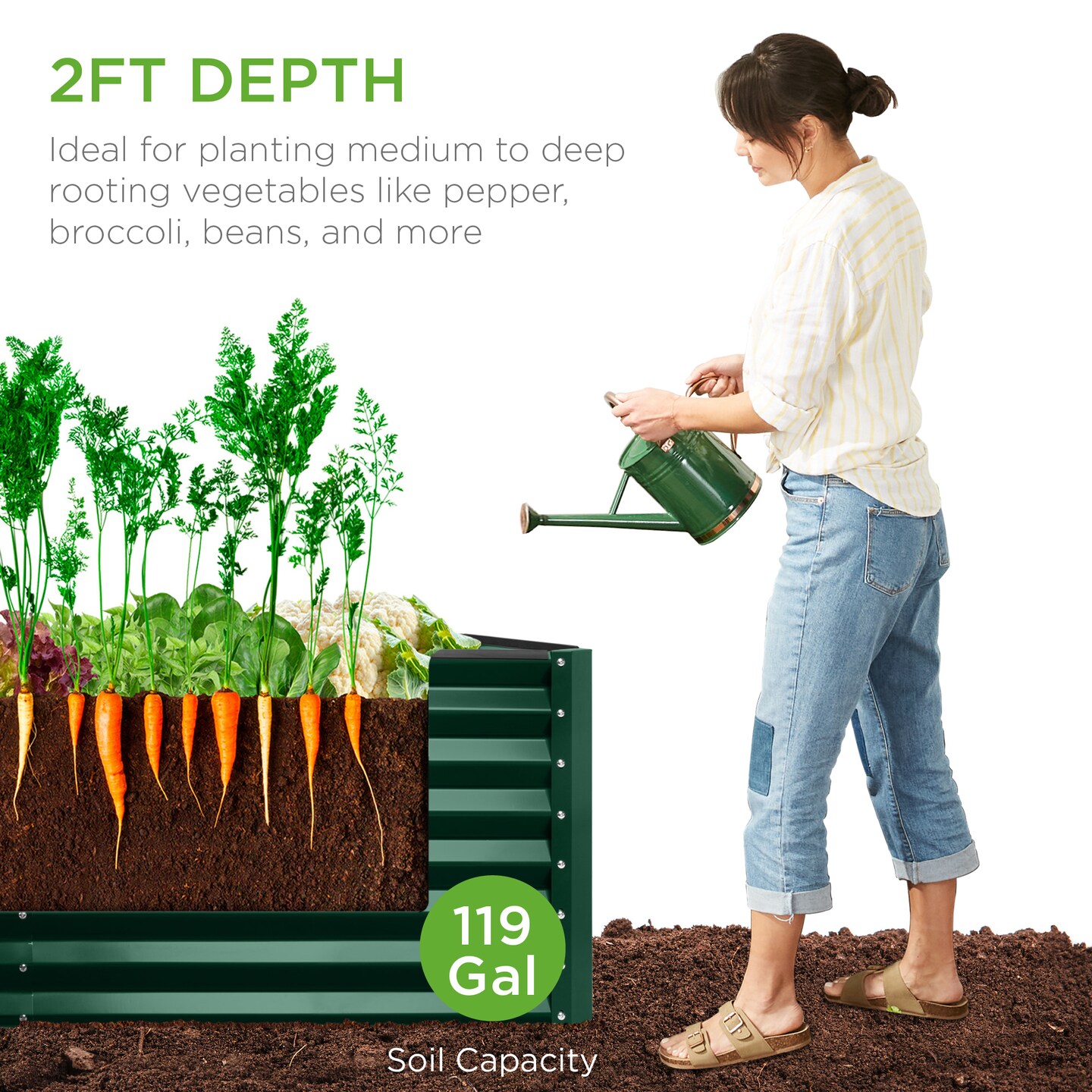 Best Choice Products 4x2x2ft Outdoor Metal Raised Garden Bed, Planter Box for Vegetables, Flowers, Herbs