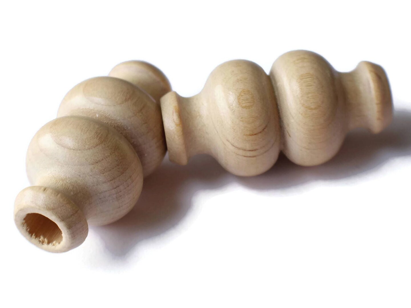 50mm Light Brown Natural Large Fancy Tube Vintage Wooden Macrame Beads
