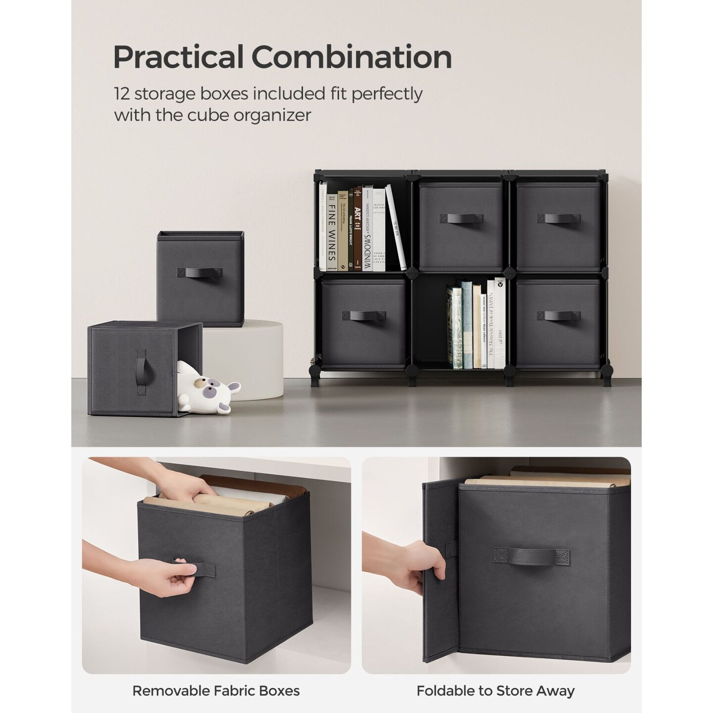 Customizable Interlocking Storage Rack with Metal Frame, Expandable Modular Design for Home Organization, Closet, Room, and Living Space Solutions