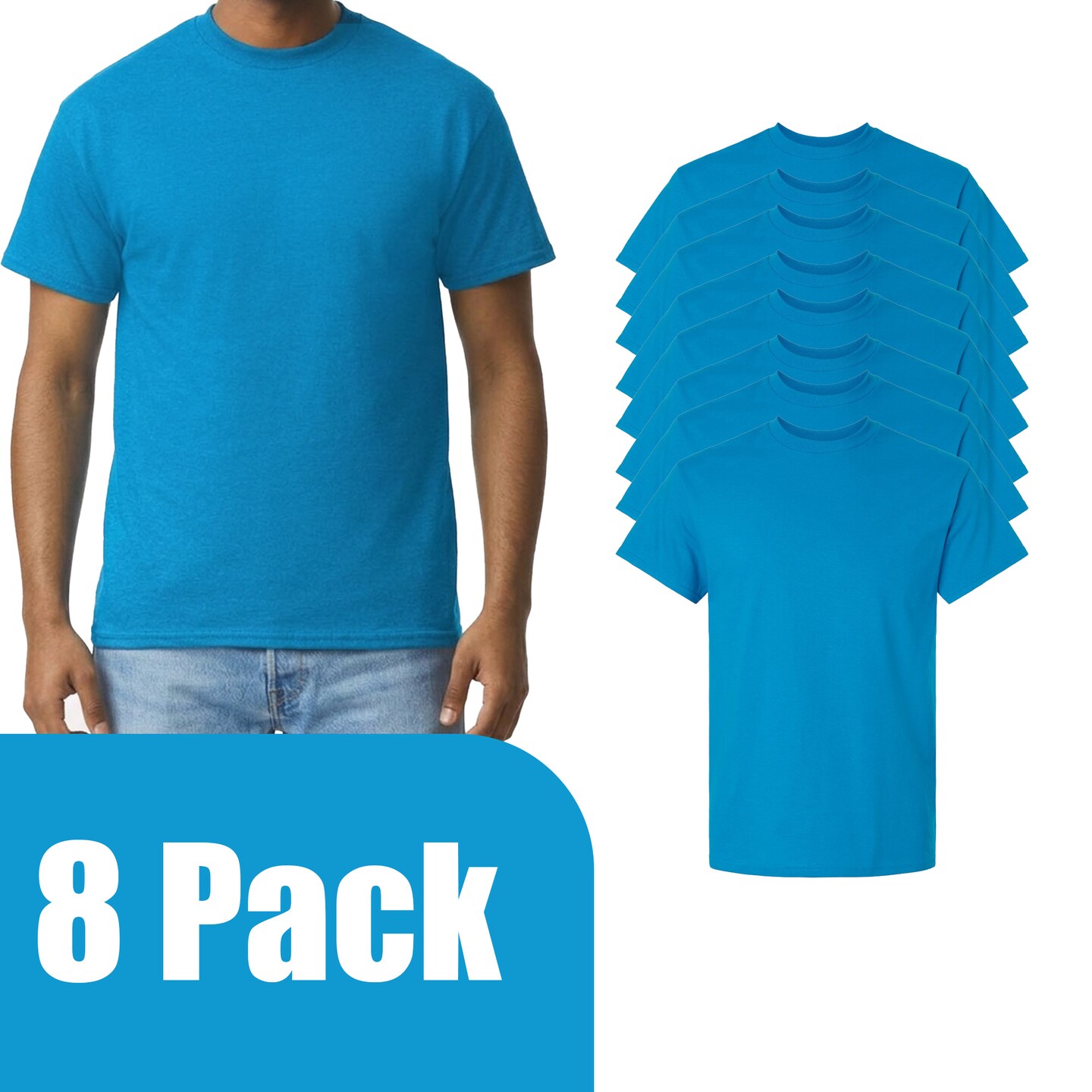 Gildan Men's Ultra Cotton Short Sleeve T-Shirt, Adult Blank Tee for DIY Printing, Sapphire (S- 5XL)
