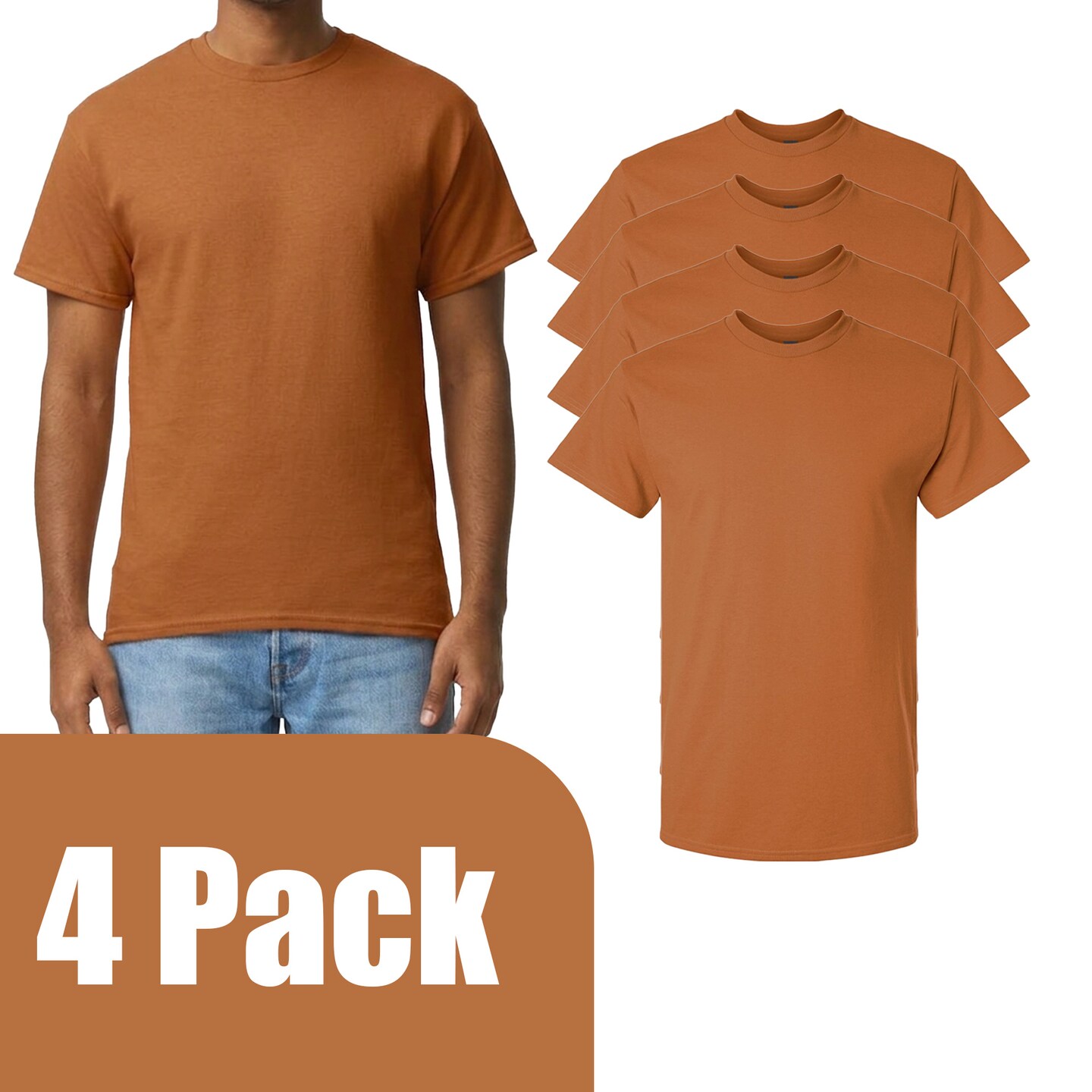 Gildan Men's Ultra Cotton Short Sleeve T-Shirt, Texas Orange Blank Tee for DIY Projects (2-14 Pack)