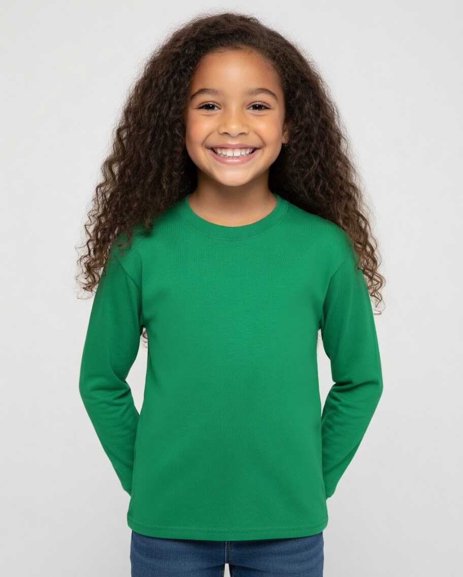 Gildan Heavy Cotton Youth Crew Neck Long Sleeve T-Shirt Kids Basic Tee for Everyday Wear