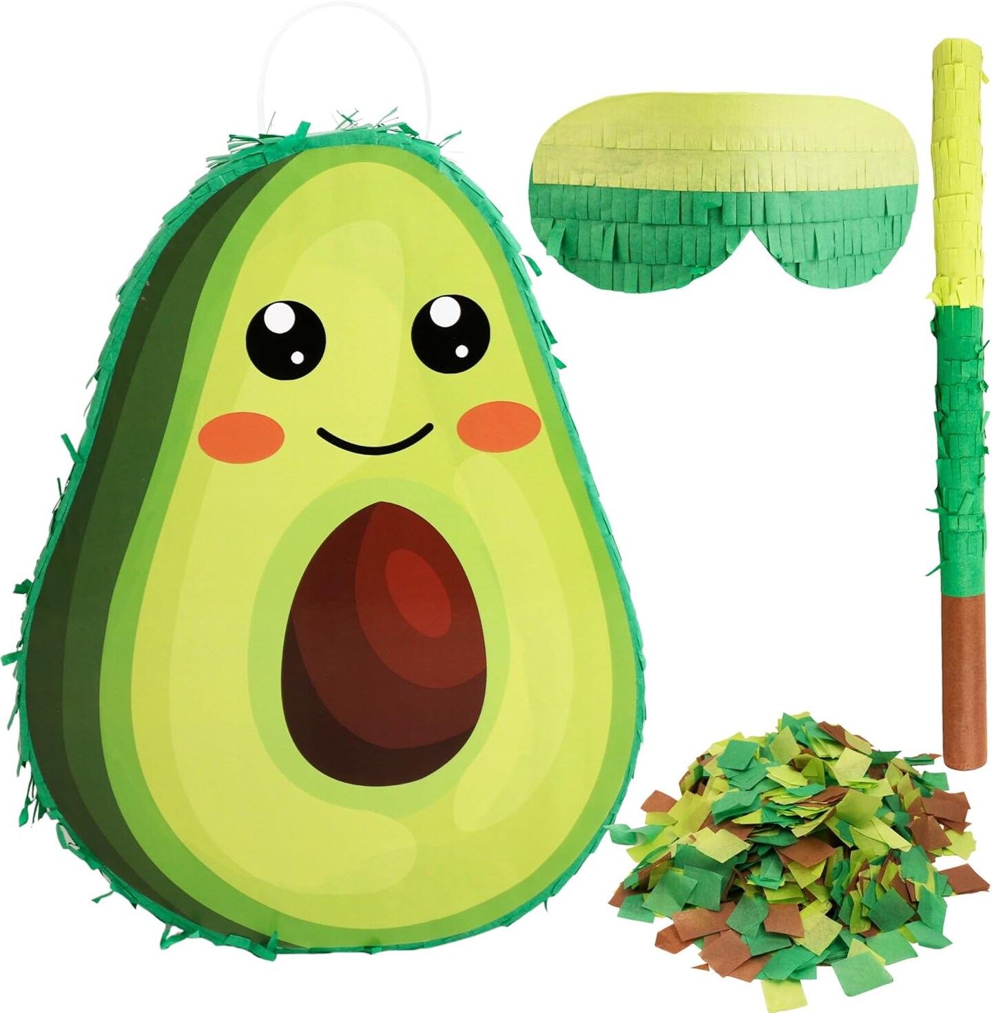 Novelty Fruit Avocado Pinata with Blindfold Bat Confetti for Baby Shower Fiesta Taco Tuesday Party Mexican Themed Party Decorations
