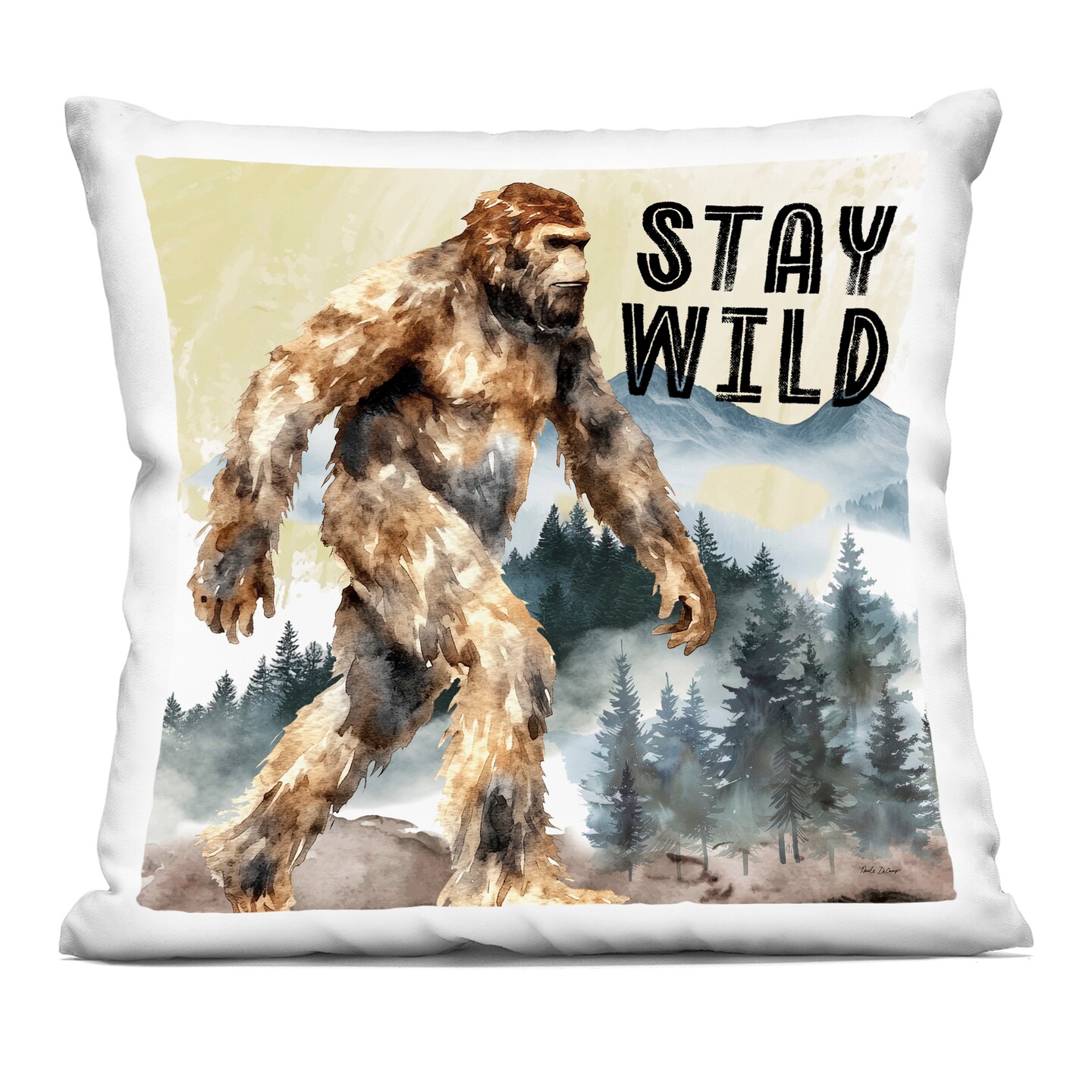 Stupell Industries Stay Wild with Mythical Monster Decorative Printed Pillow design by Nicole DeCamp, 18 x 7 x 18