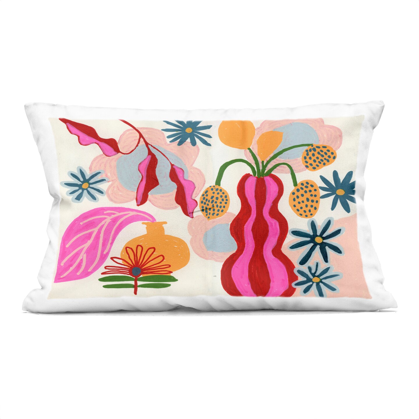Stupell Industries Eclectic Mod Flower Vases Decorative Printed Pillow design by Suzanne Allard, 14 x 7 x 20