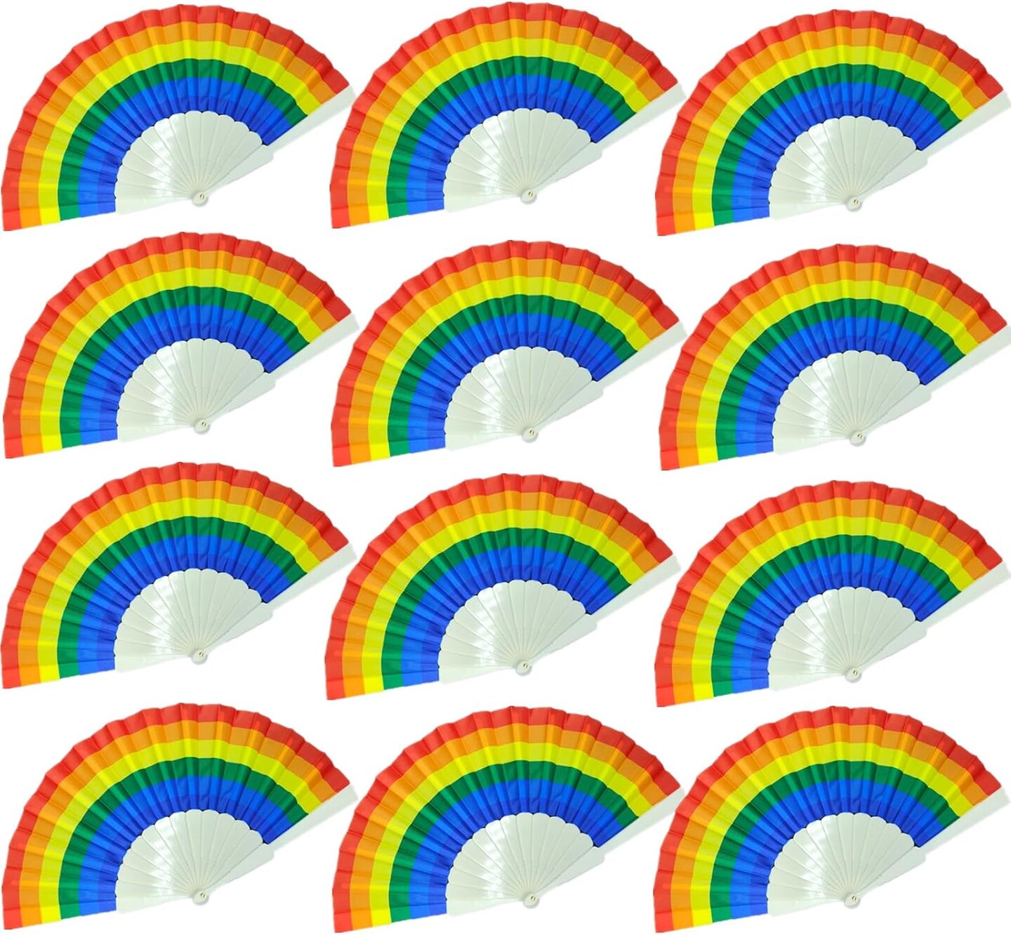 Rainbow Hand Fans, 12 Count, Pride Folding Fans Hand Held, June Party Decoration, Plastic Fan for LGBTQ Pride Party Decoration Foldable Fan