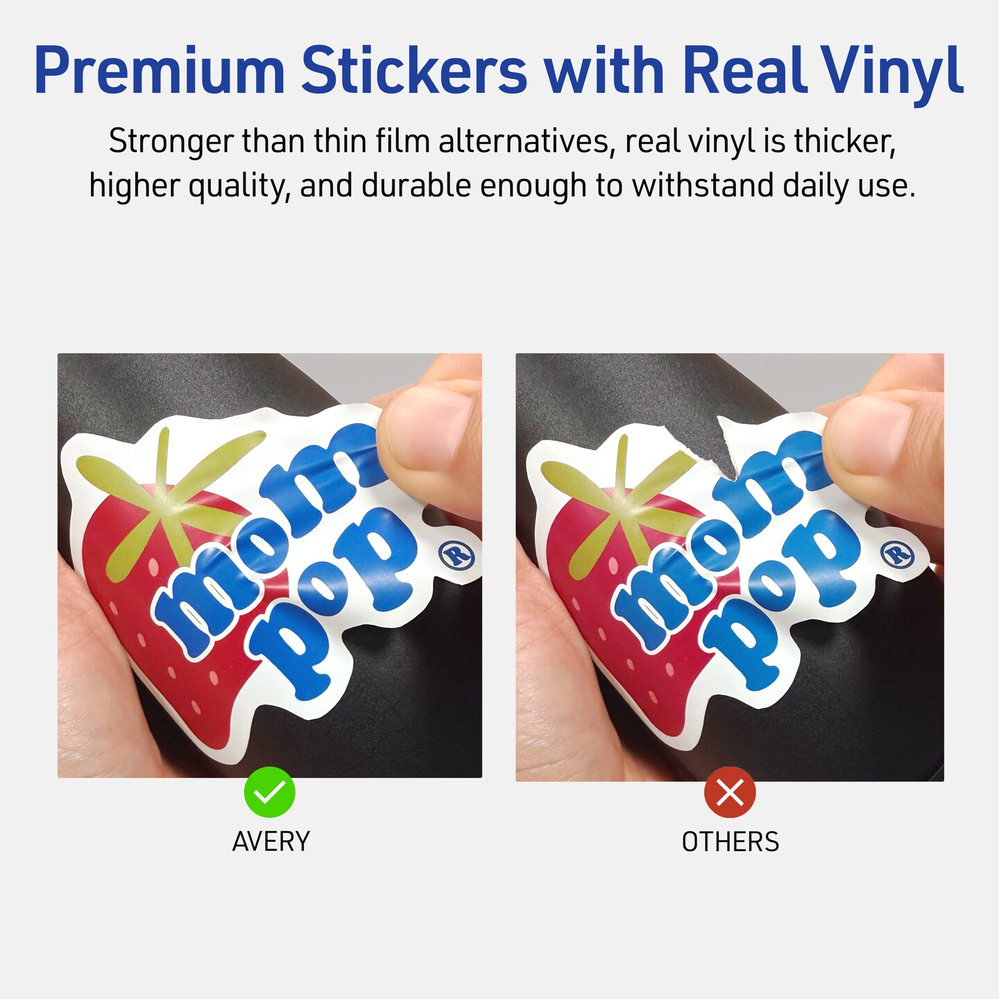 Avery Vinyl Sticker Paper, 8.5&#x22; x 11&#x22; Rectangle