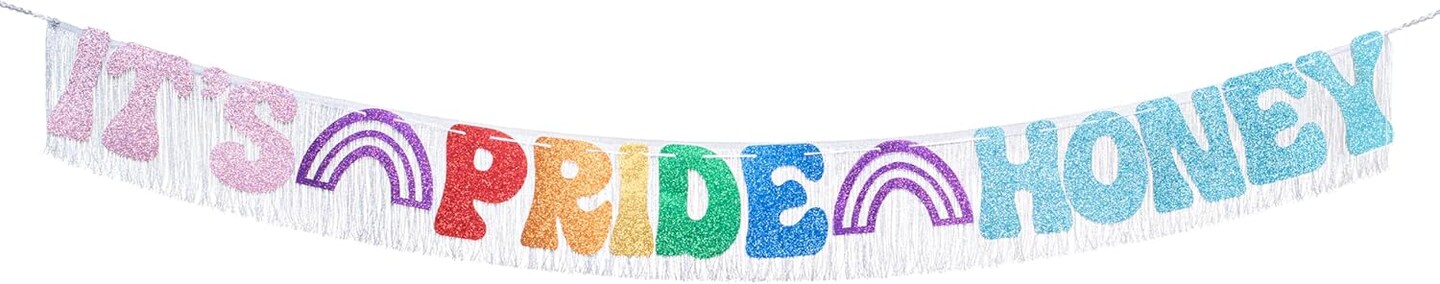 It&#x2019;s Pride Honey Rainbow Party Decorations &#x2013; Rainbow Party Supplies with Fringe Backdrop, Banner &#x2013; Pride Decorations for Pride Month, Birthday, Photo Booth Props, Pride Decor, Pride Supplies