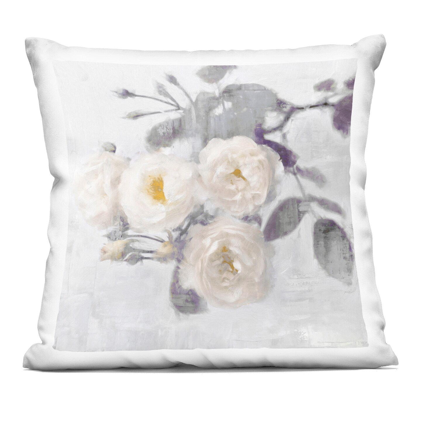 Stupell Industries White Blooms on Grey Decorative Printed Pillow design by Emily Ford, 18 x 7 x 18
