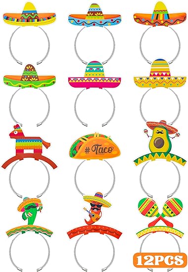 Sombrero Party Hats, Mexican Sombrero Headbands, Colorful Cardboard Cinco De Mayo Headbands, Fiesta Sombrero