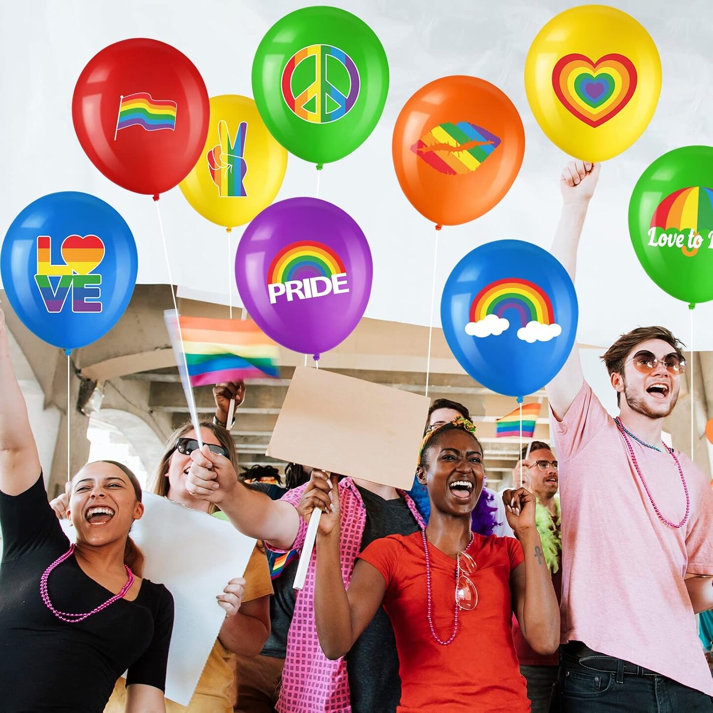 36 Pieces Pride Party Decorations Gay Pride Latex Balloons LGBT Birthday Party Balloons Rainbow Pride Love Love is Love Balloon Backdrop for LGBT Pride Month Decoration Supplies