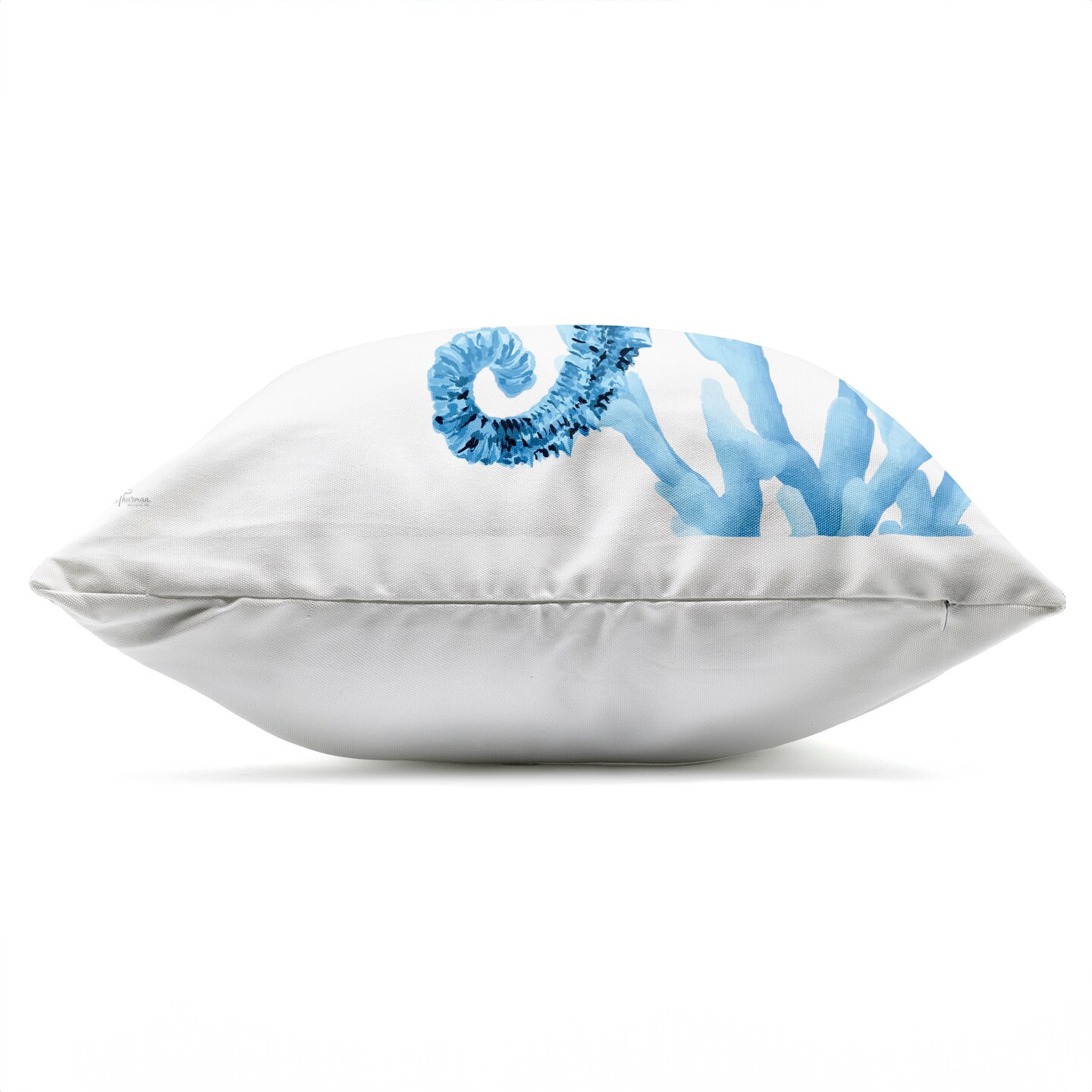 Stupell Industries Blue Tone Seahorse &#x26; Coral Outdoor Printed Pillow design by Cat Thurman Designs, 18 x 7 x 18