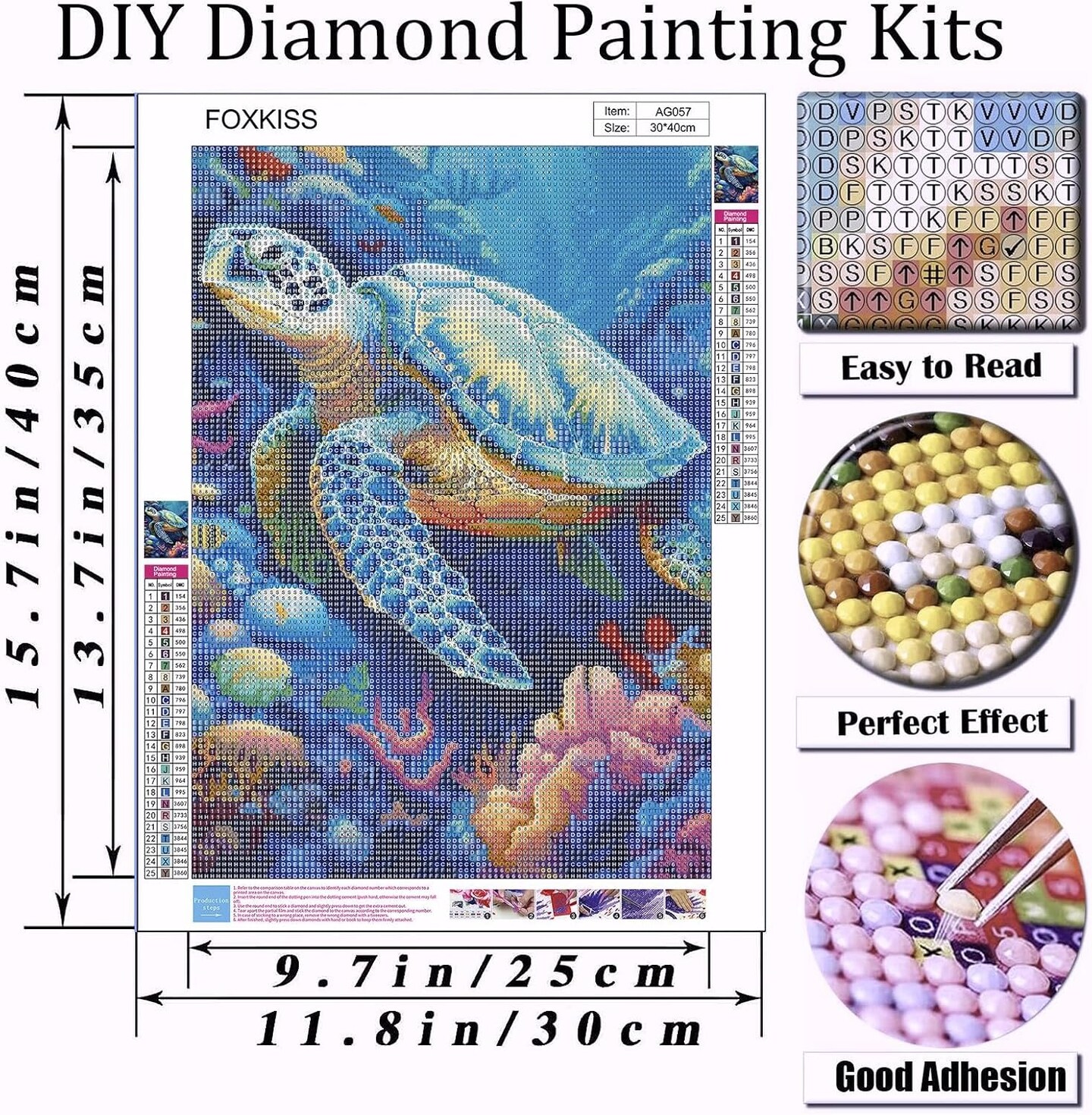 Sea Turtle Diamond Art Painting Kits for Adults, Full Drill Diamond Dots Paintings for Beginners, Round 5D Paint with Diamonds Pictures Gem Art Painting Kits DIY Crafts Kits 12x16inch