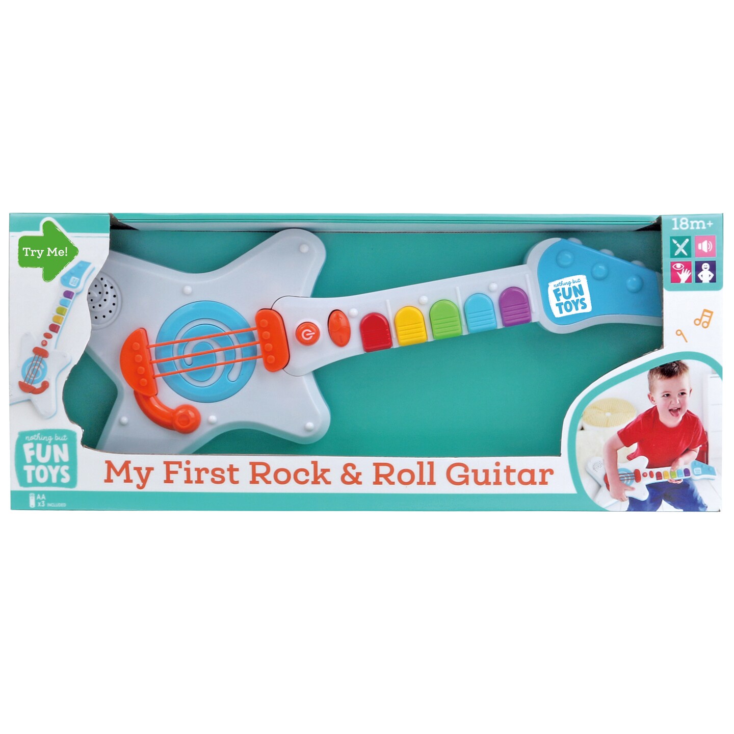 Nothing But Fun Toys: My First Rock &#x26; Roll Guitar - Lights &#x26; Sounds Electric Toy, Musical Instrument, Strings &#x26; Button Play, Kids &#x26; Toddlers 18 Mo+