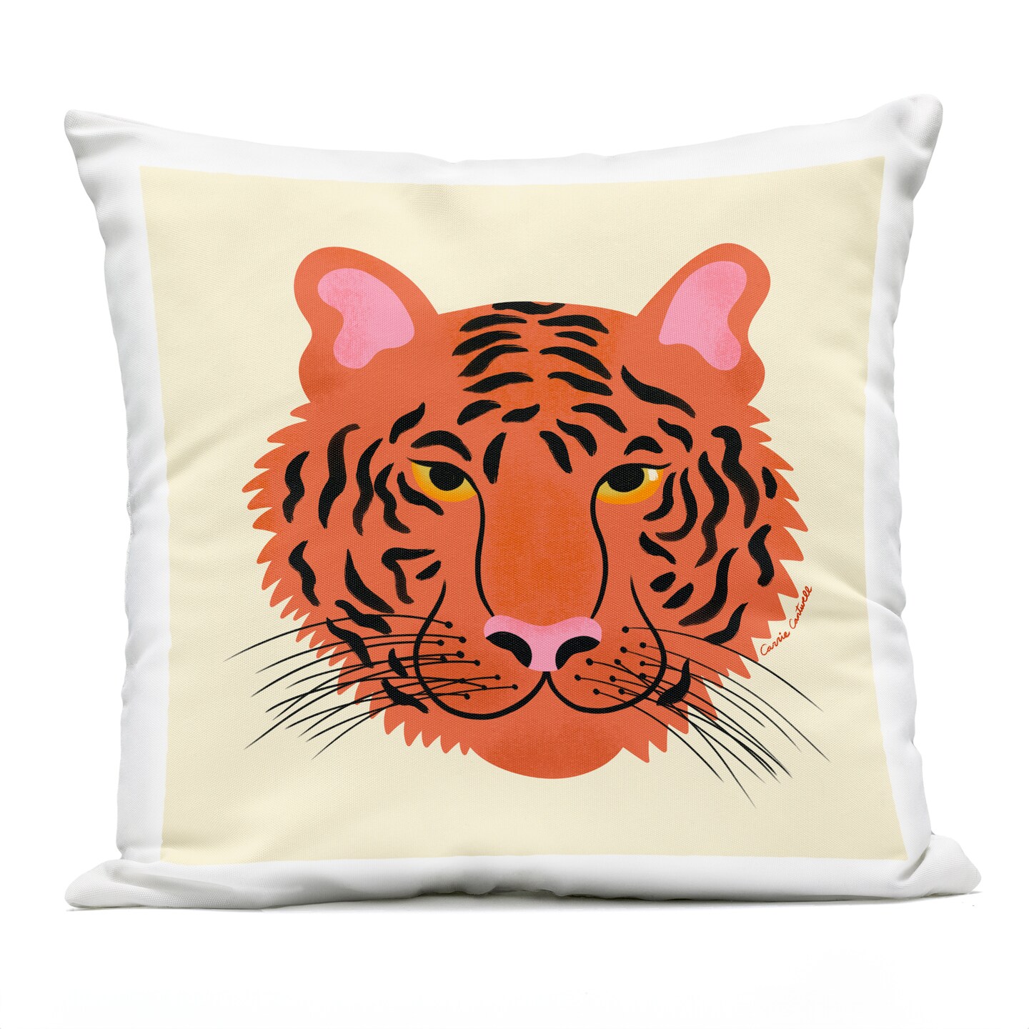 Stupell Industries Modern Wild Tiger Face Outdoor Printed Pillow design by Carrie Cantwell, 18 x 7 x 18