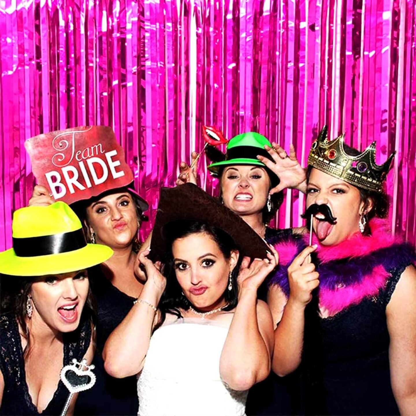 4 Pack Fuchsia Foil Fringe Curtain Backdrop Photo Booth Props