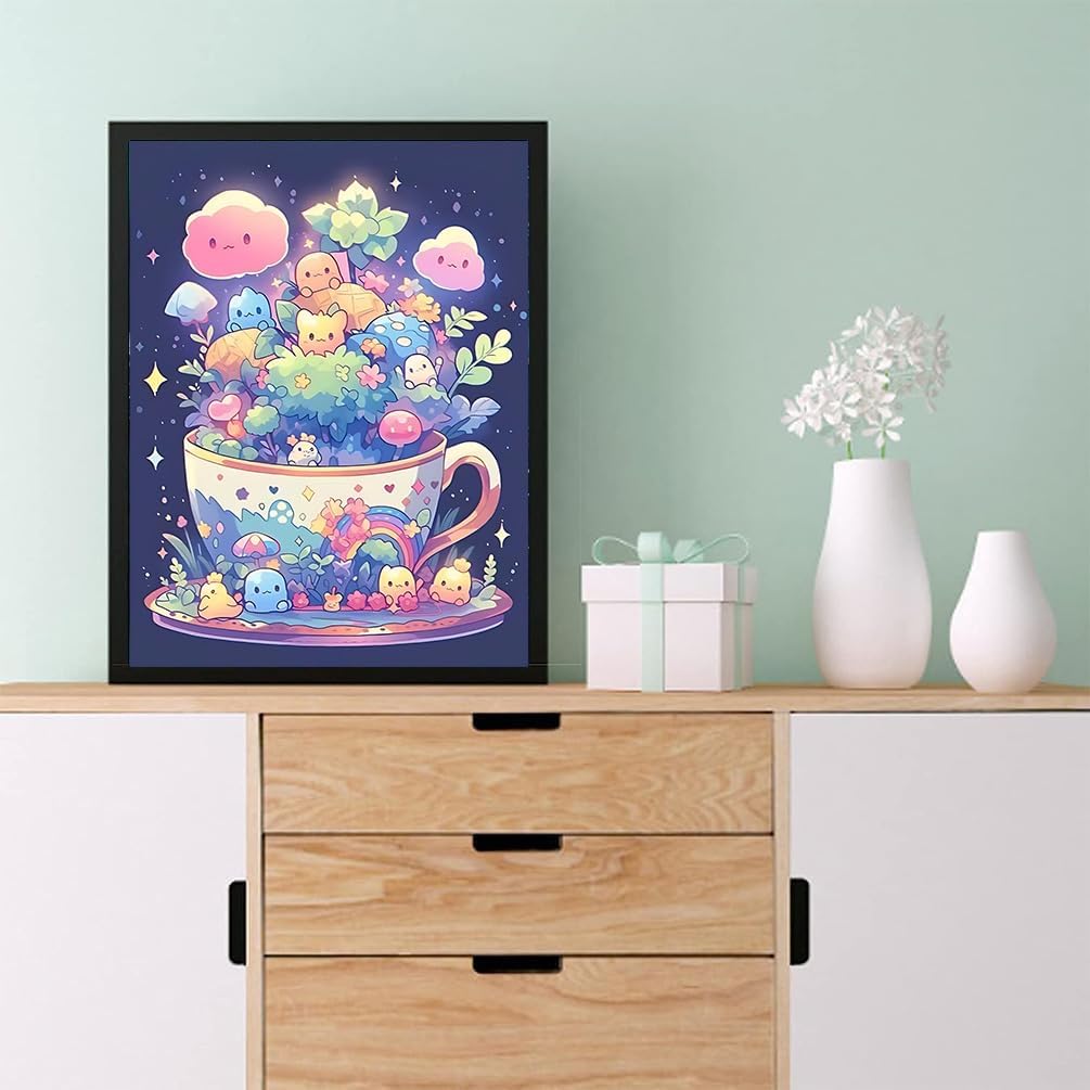 Cute Diamond Painting Kits for Adults-Diamond Art Kits for Cartoon, Cup Gem Art Kits for Adults for Gift Home Wall Decor (12x16inch)