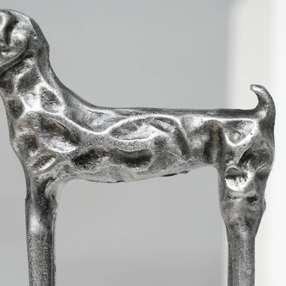 Tall Dog Figurine Sculpture | Modern Aluminum Decorative Animal Showpiece | Home & Office Decor | 5x2.4x8"