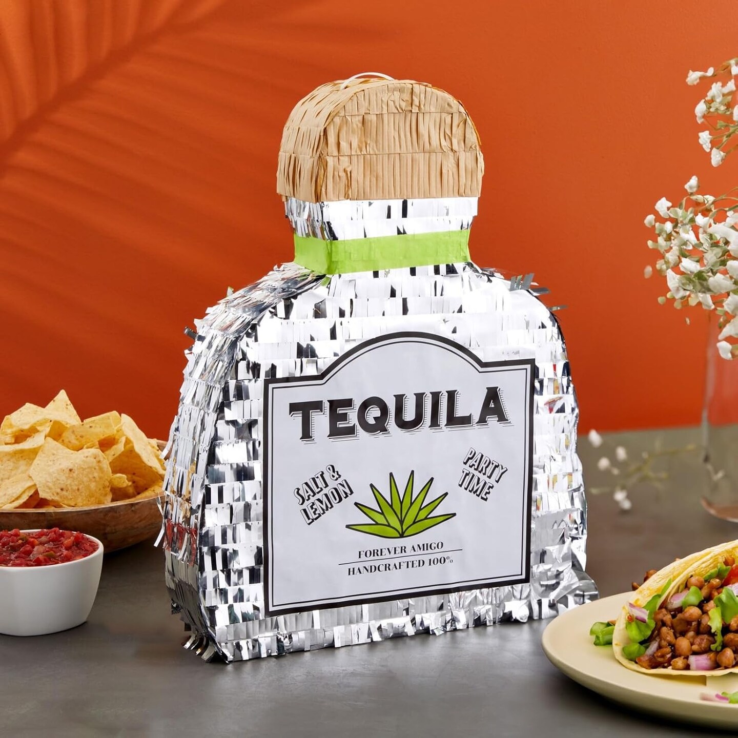 Tequila Pinata for Bachelor Party Decorations, Table Centerpiece, Photo Prop (Small, 16.5 x 13 x 3 Inches)