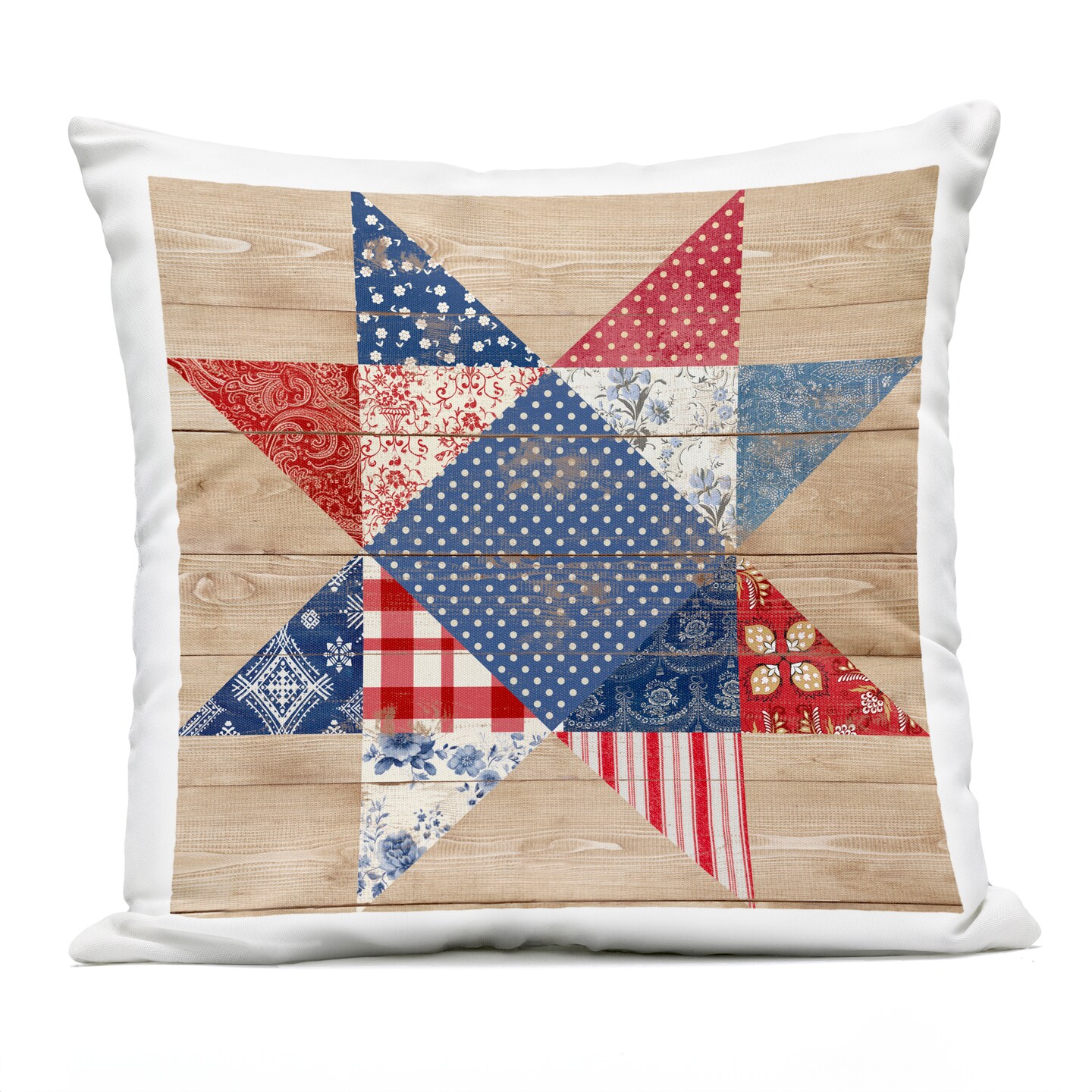 Stupell Industries Rustic Americana Quilt Pattern Outdoor Printed Pillow design by Susan Arnot, 18 x 7 x 18