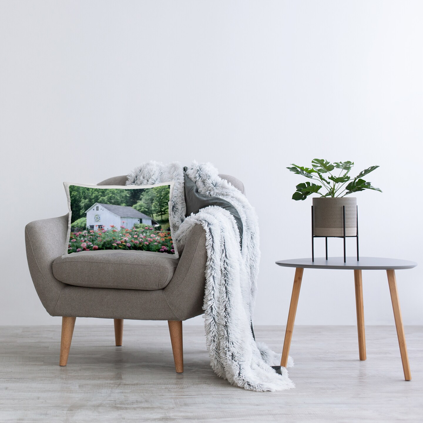 Stupell Industries Countryside House in Garden Decorative Printed Pillow design by Lori Deiter, 14 x 7 x 20