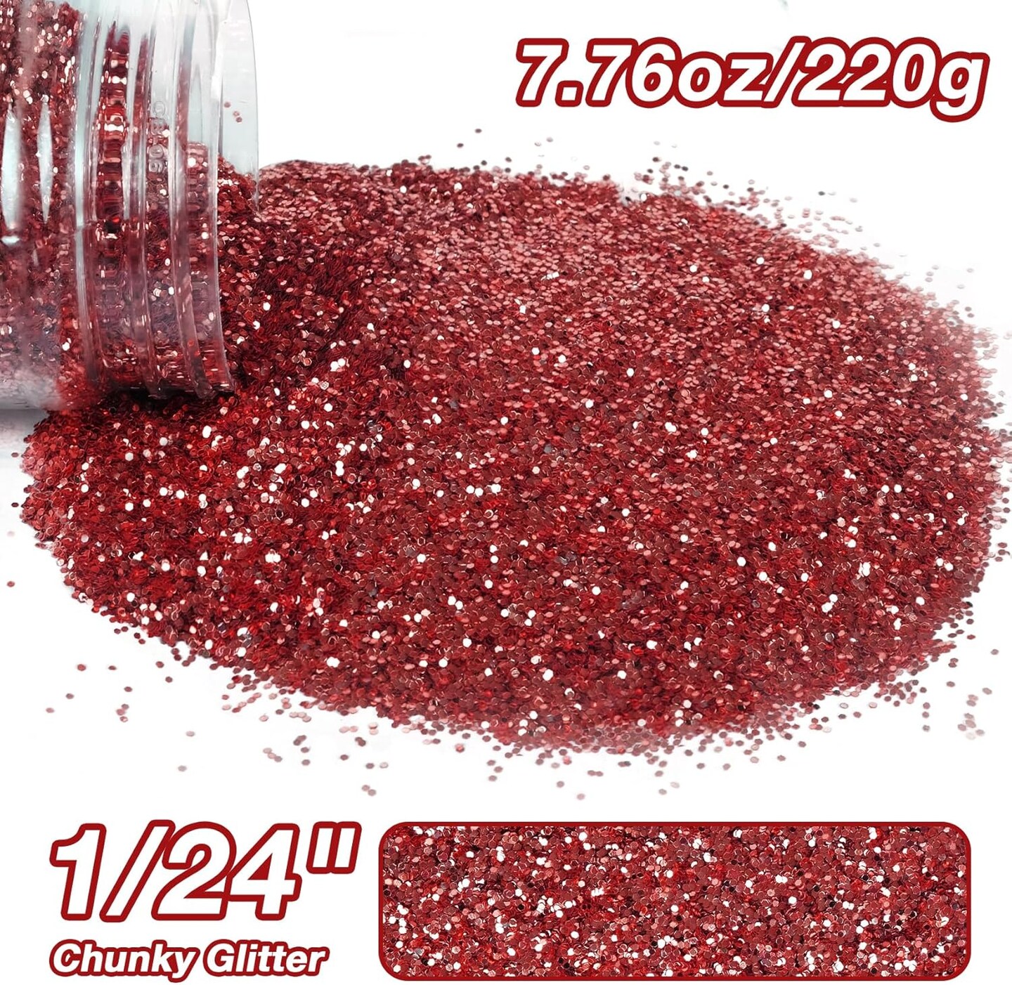 7.76oz/220g Red Craft Glitter Powder