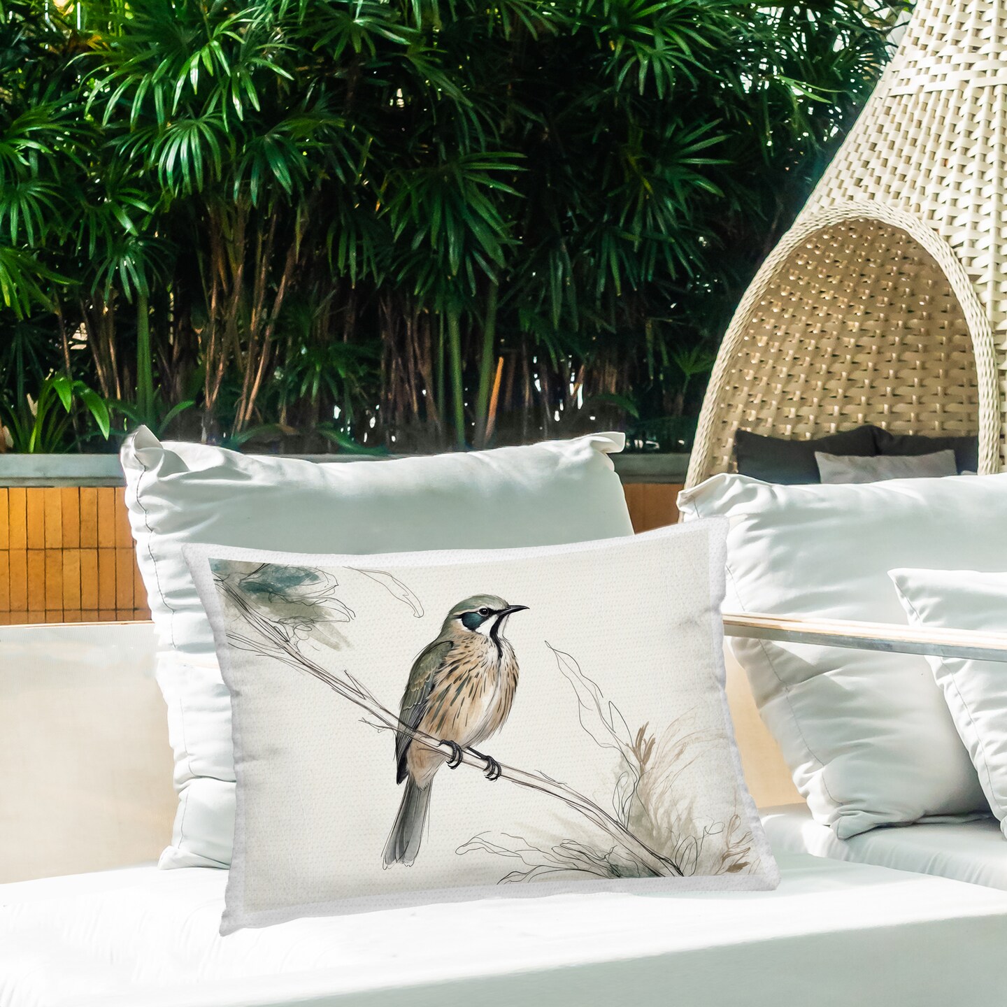 Stupell Industries Illustrated Wildlife Bird Outdoor Printed Pillow design by LSR Creative Studio, 14 x 7 x 20