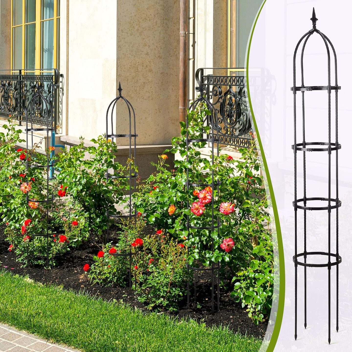 4 Pack 6 ft Garden Obelisk Trellis for Climbing Plants