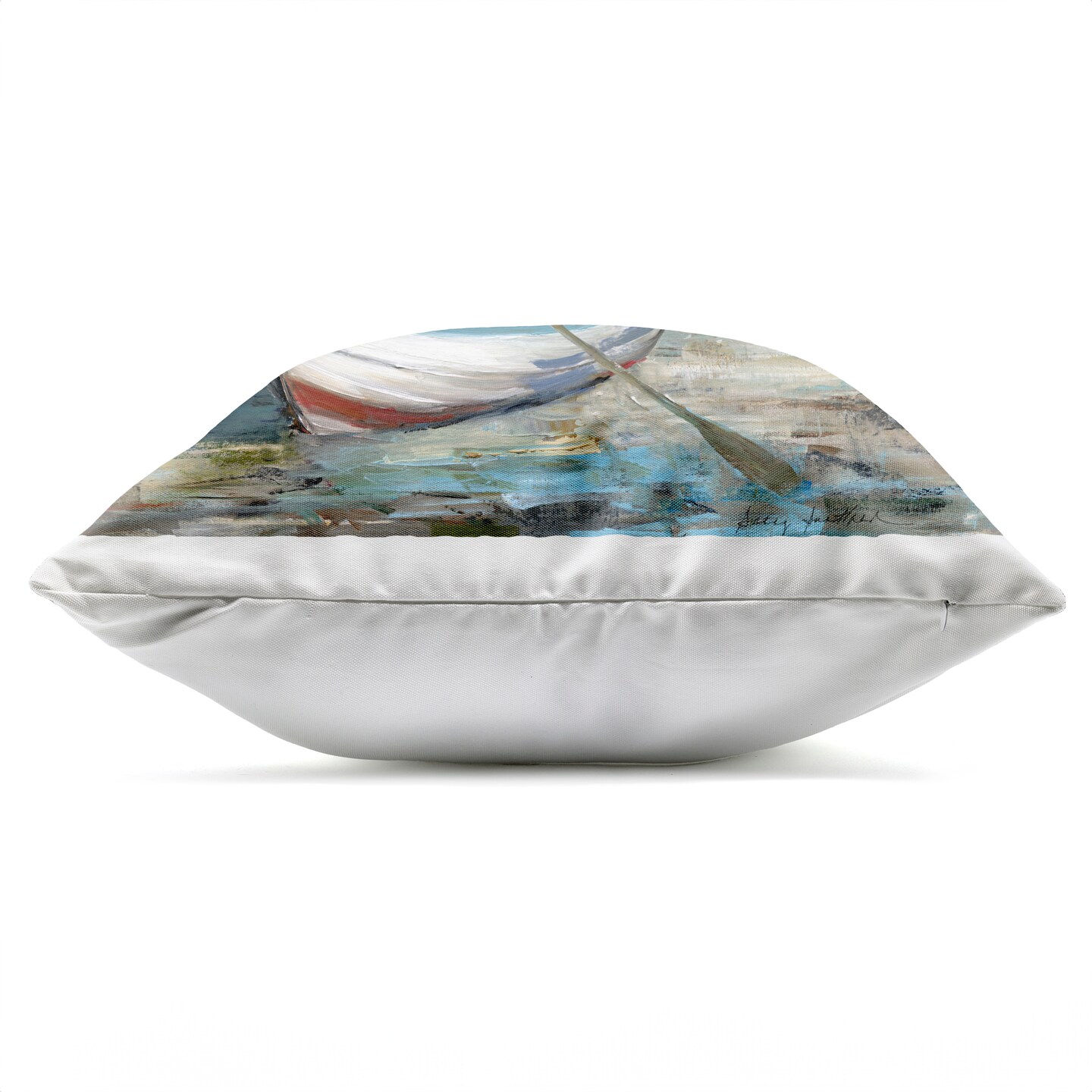 Stupell Industries Boat & Oar on Shore Outdoor Printed Pillow design by Sally Swatland, 18 x 7 x 18