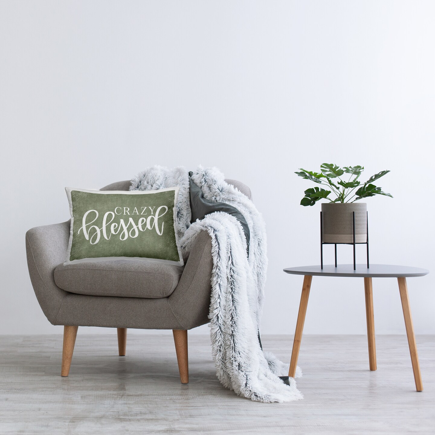 Stupell Industries Crazy Blessed on Green Decorative Printed Pillow design by Imperfect Dust, 14 x 7 x 20