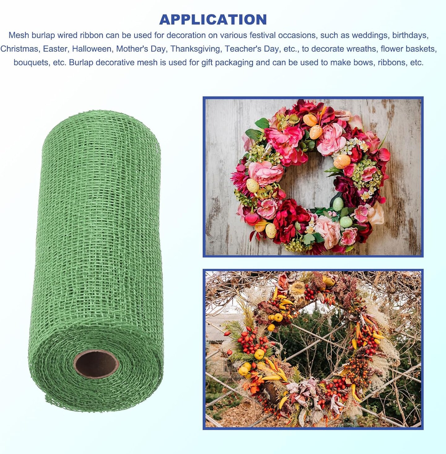 Poly Burlap Ribbon Mesh for Wreath, Decorative Mesh Fabric Ribbon