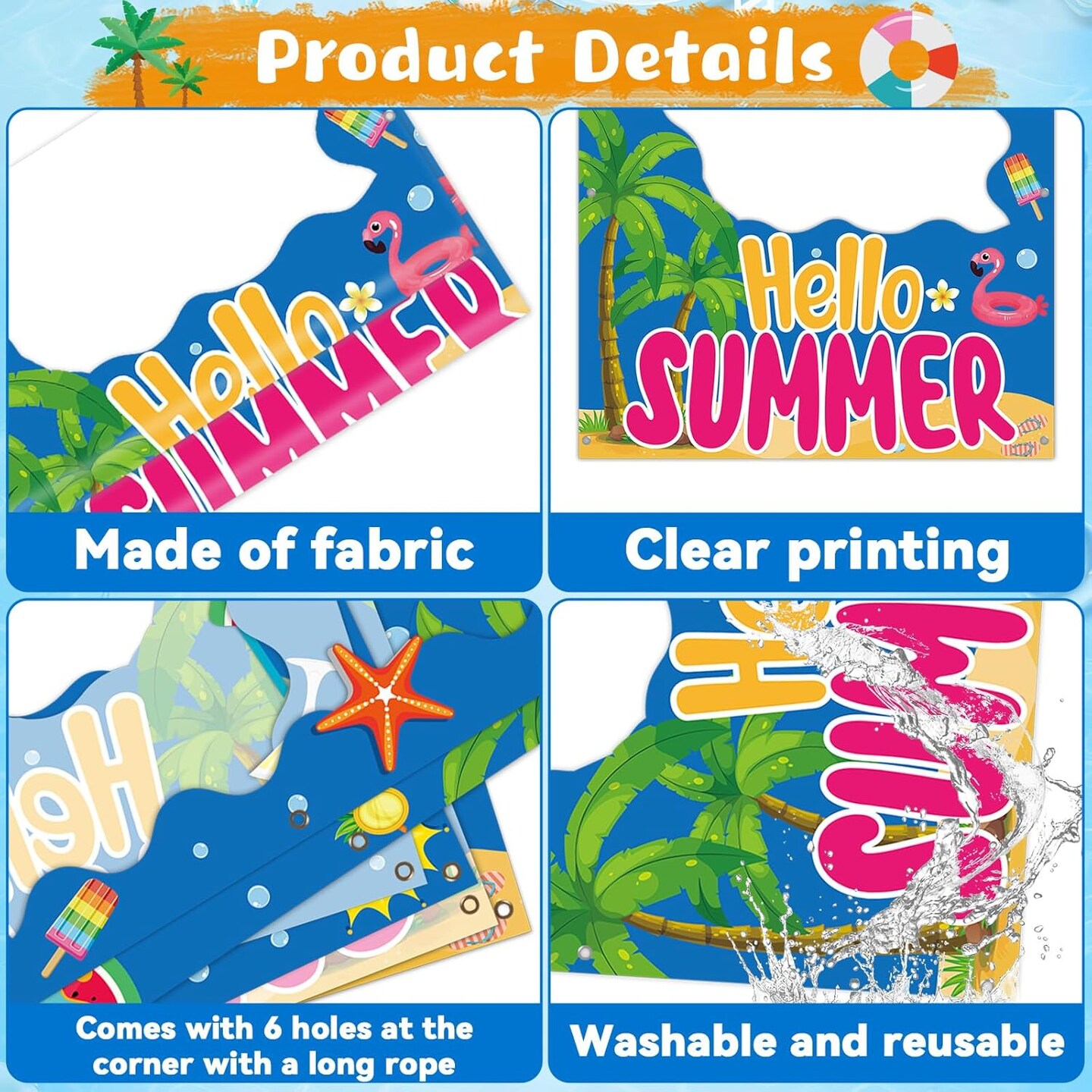 Summer Pool Party Decorations Photo Booth Props