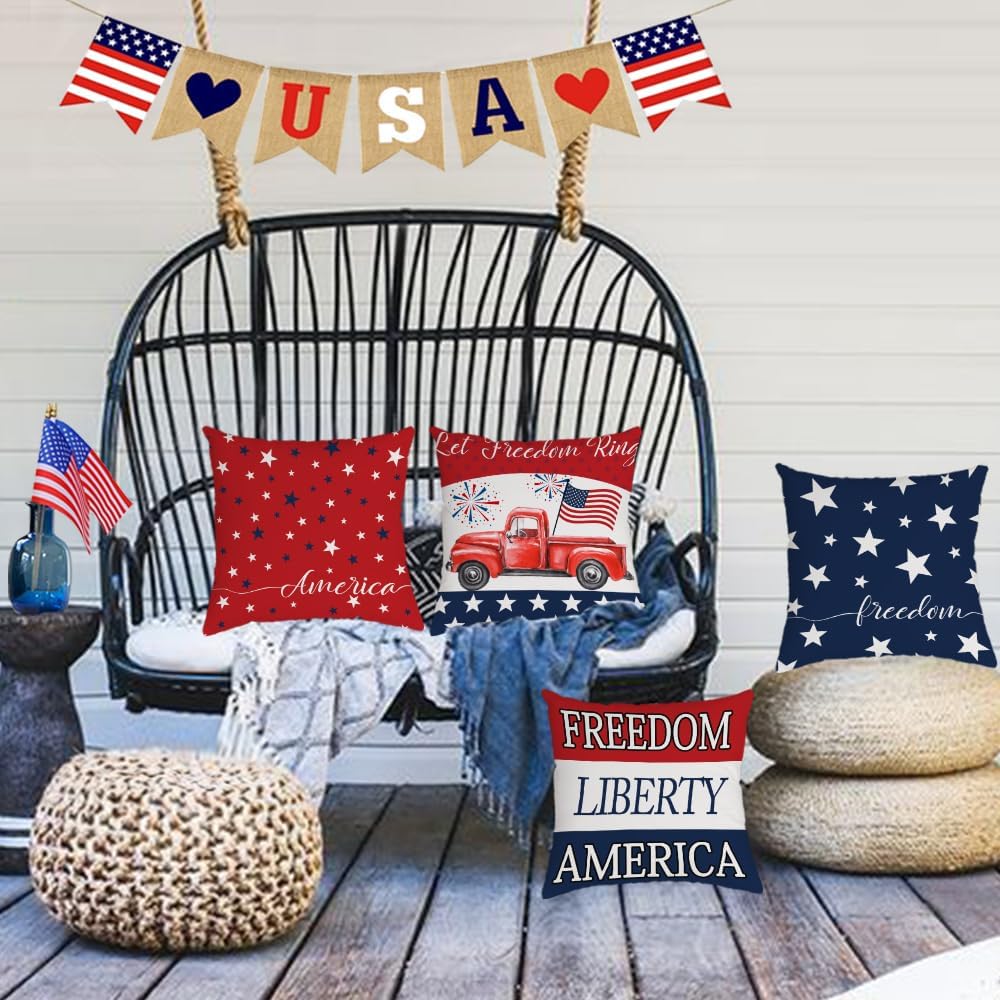 Throw Pillow Covers for 4th of July Decorations