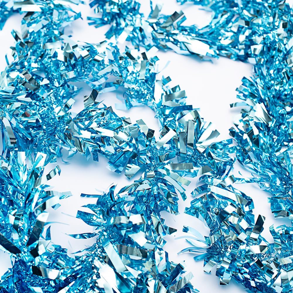 Light Blue Metallic Tinsel Twist Garland for Party Decorations