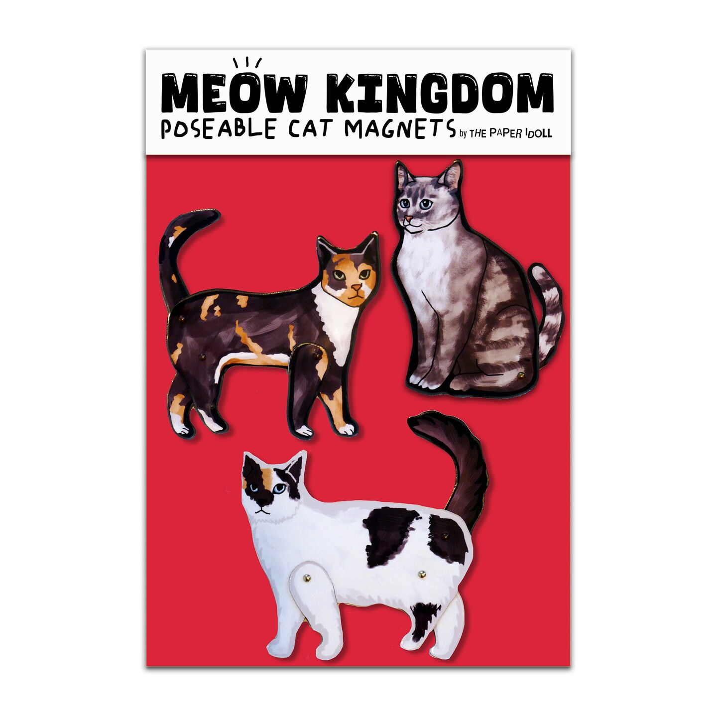 Set of 3 Articulated Cats Fridge Magnets Cat Kitchen decor