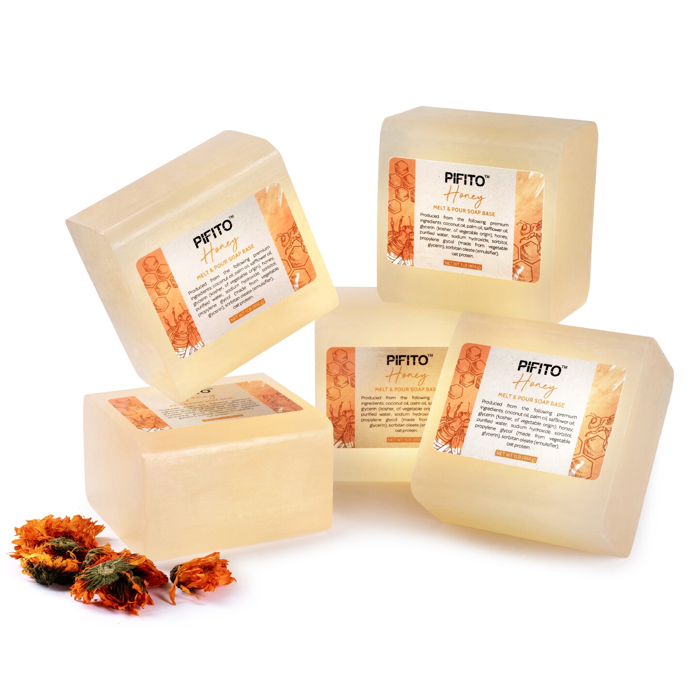 Pifito Honey Melt and Pour Soap Base &#x2502; Bulk Premium 100% Natural Glycerin Soap Base &#x2502; Luxurious Soap Making Supplies