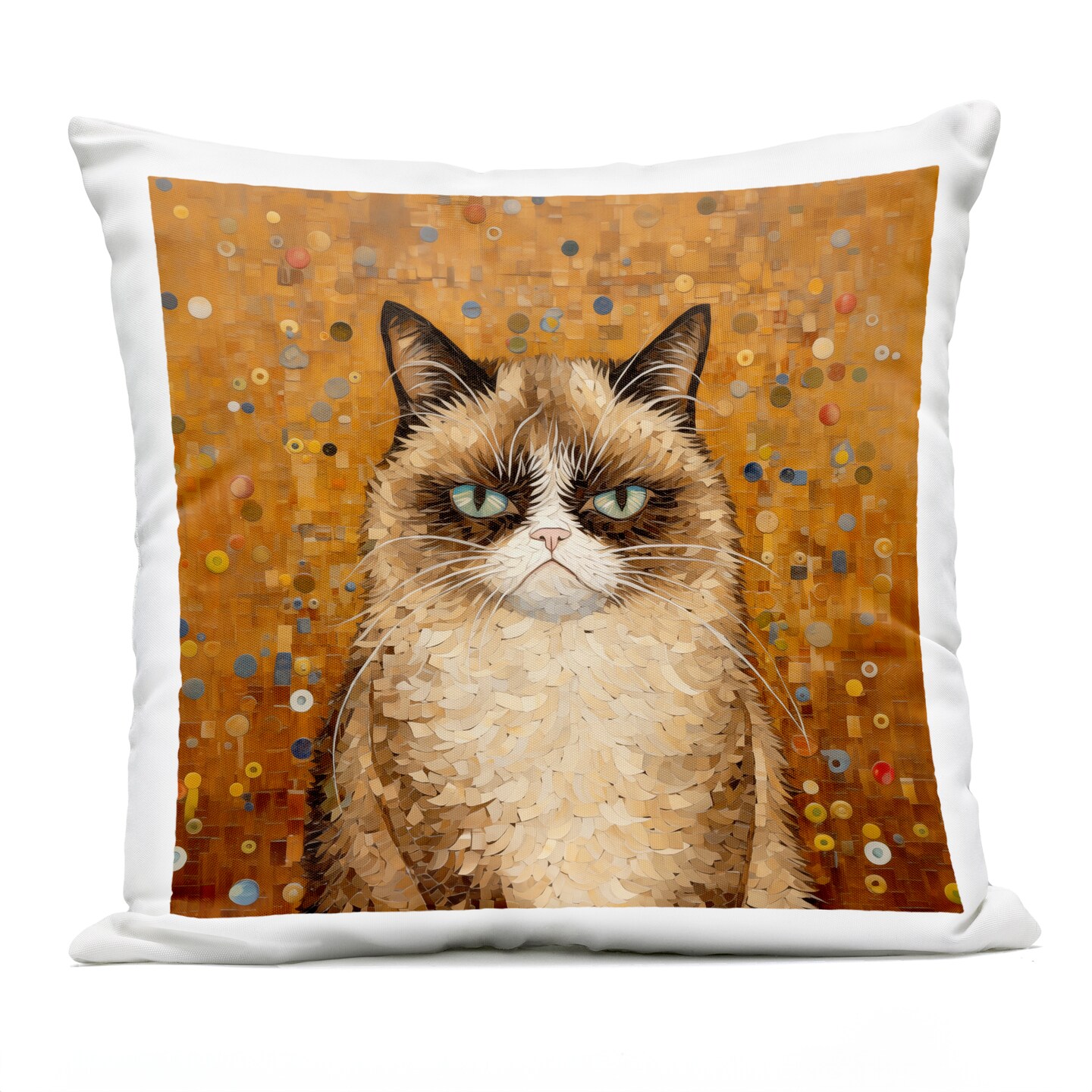 Stupell Industries Grouchy Cat in Classic Style Outdoor Printed Pillow design by Arlington Prints, 18 x 7 x 18