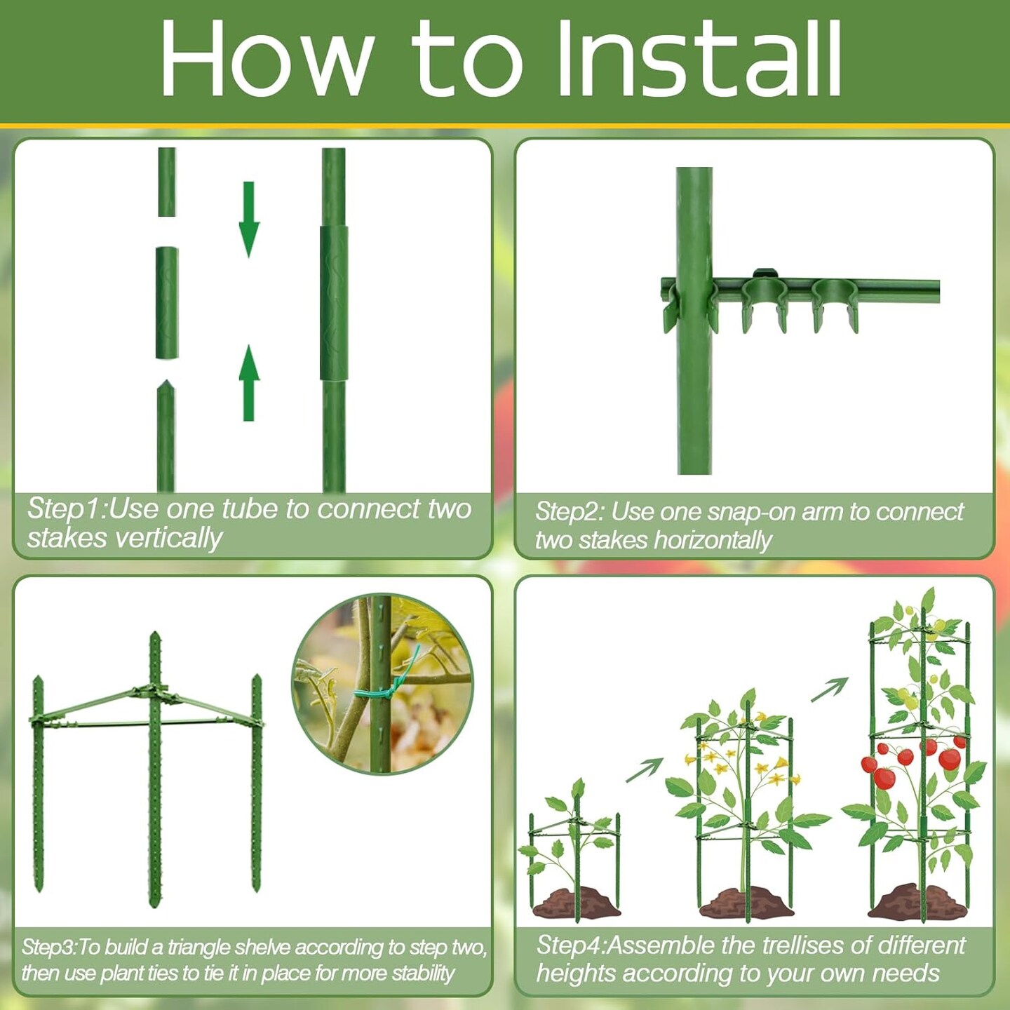 6 Pack Trellis for Pots for Garden