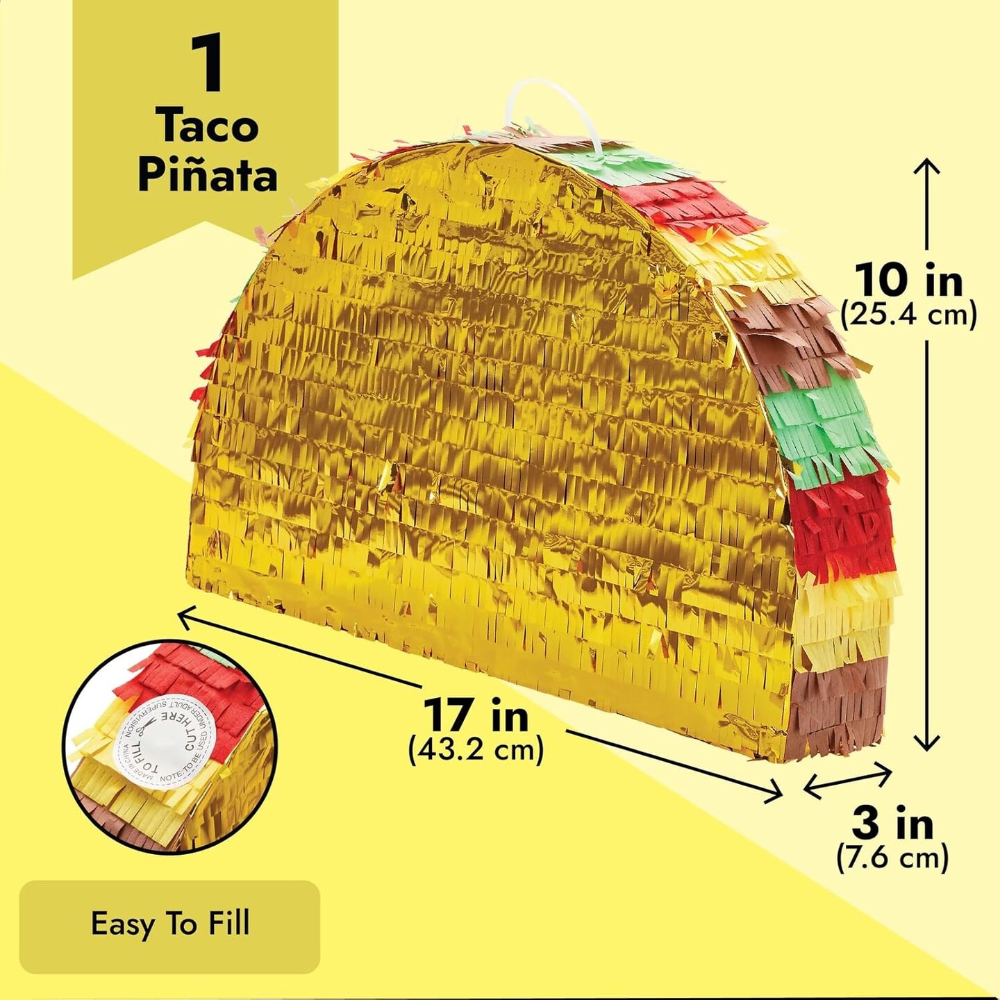 Taco Pinata for Cinco de Mayo, Fiesta, Mexican Birthday Party Decorations (Small, 17 x 10 Inches)