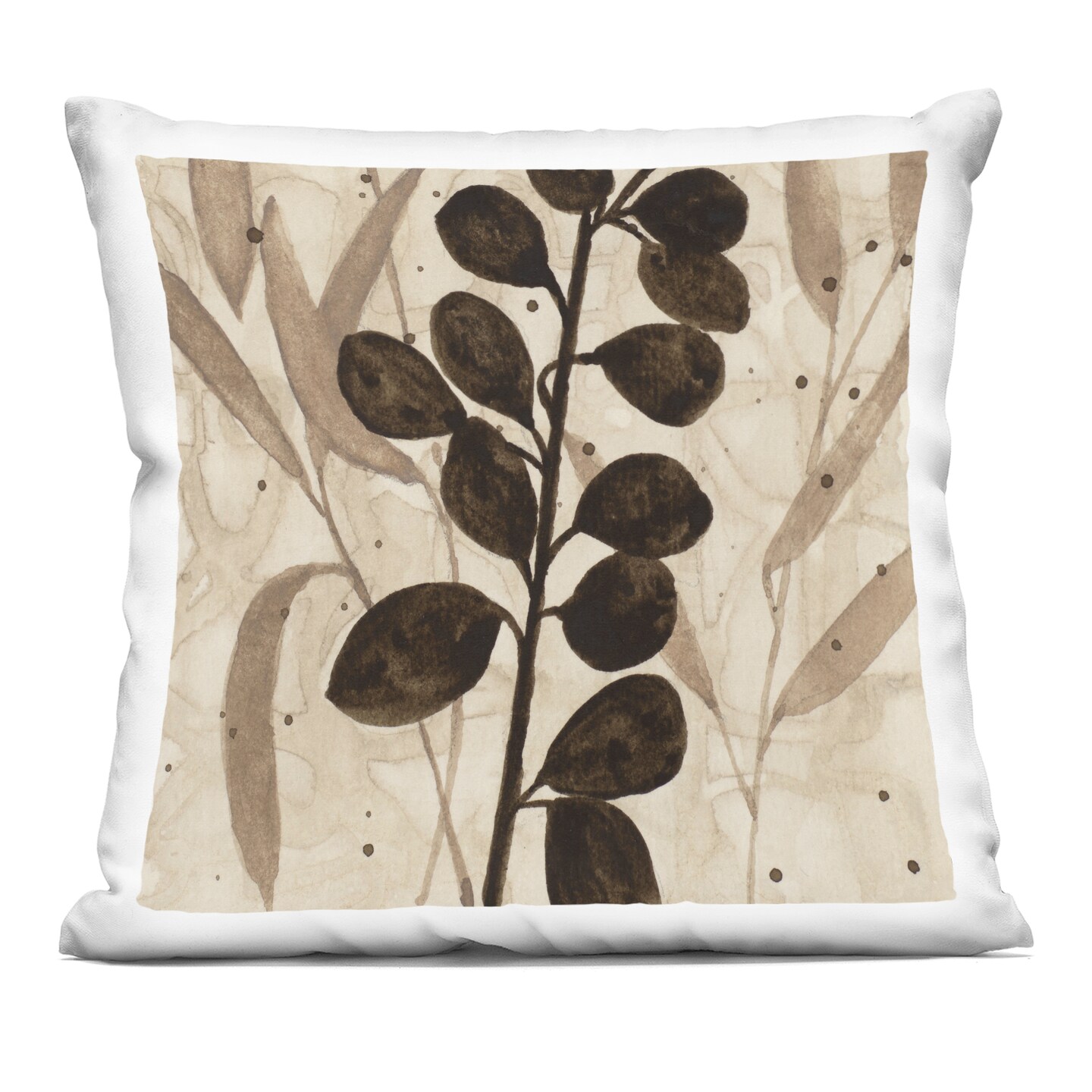 Stupell Industries Beige & Brown Natural Leaves Decorative Printed Pillow design by Krinlox, 18 x 7 x 18