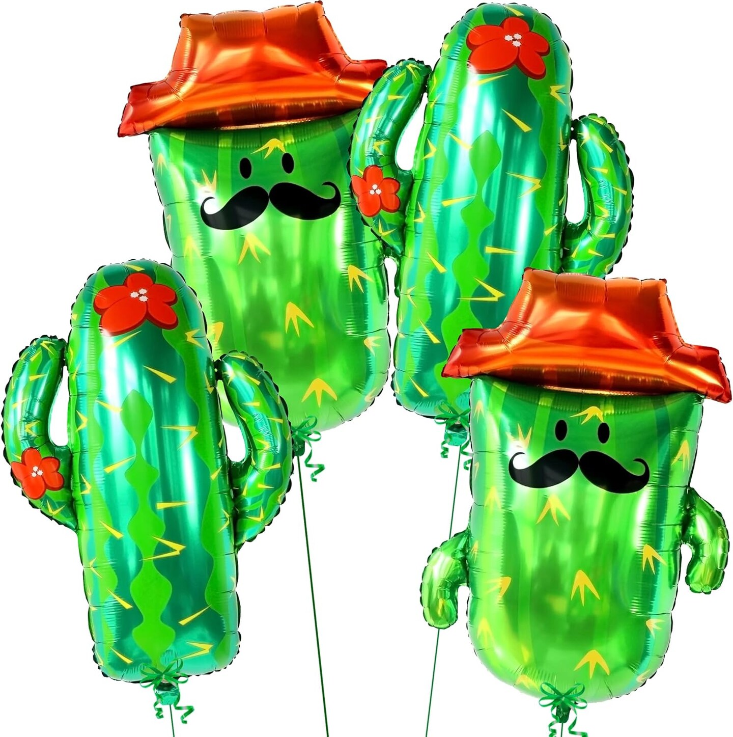 Cactus Balloons for Cactus Party Decorations - Big 32 Inch, Pack of 4 | Fiesta Balloon, Cinco de Mayo Balloons for Cactu Decoration | Mexican Party Decorations, Fiesta Party