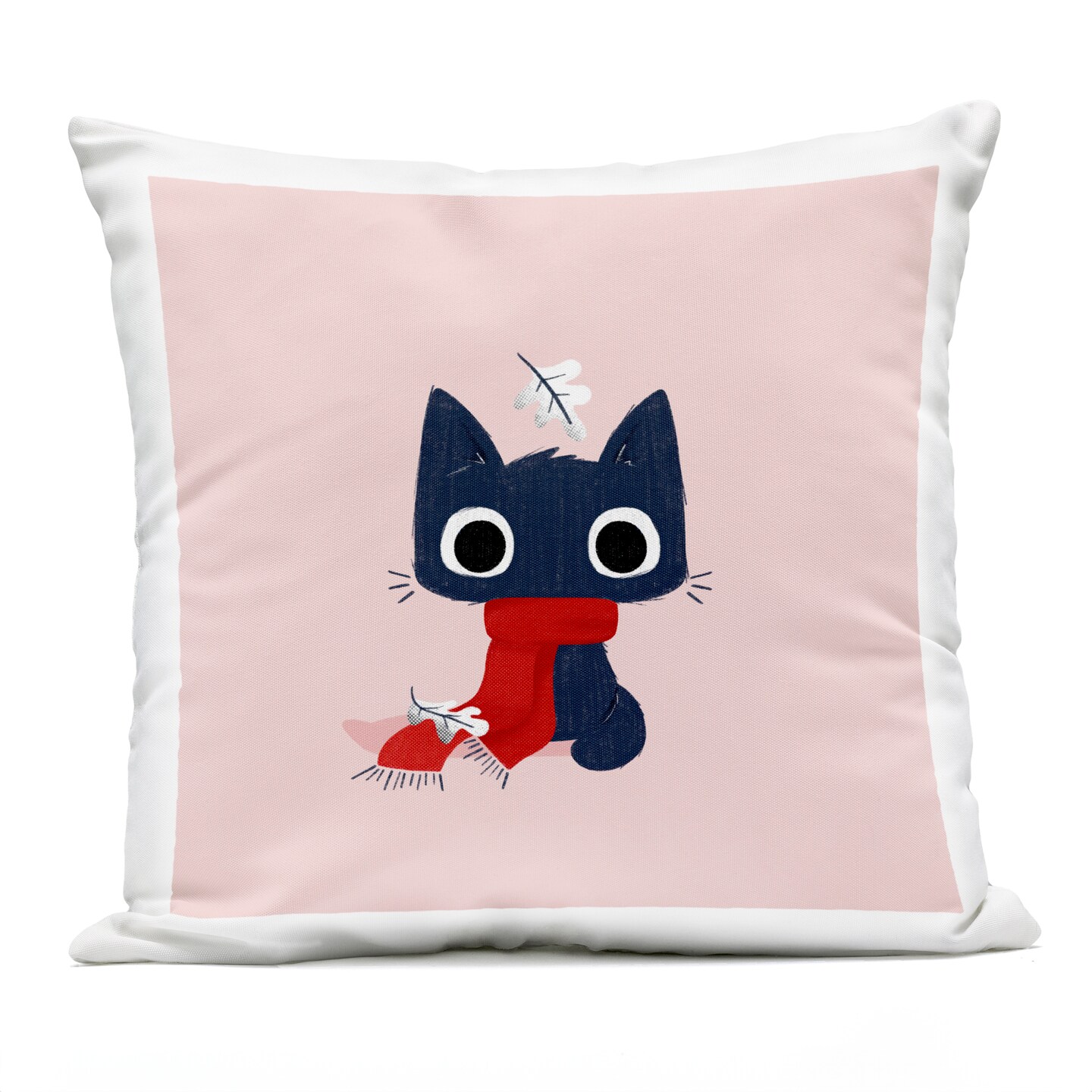Stupell Industries Little Kitten in Scarf Outdoor Printed Pillow design by Sarah Hickman, 18 x 7 x 18