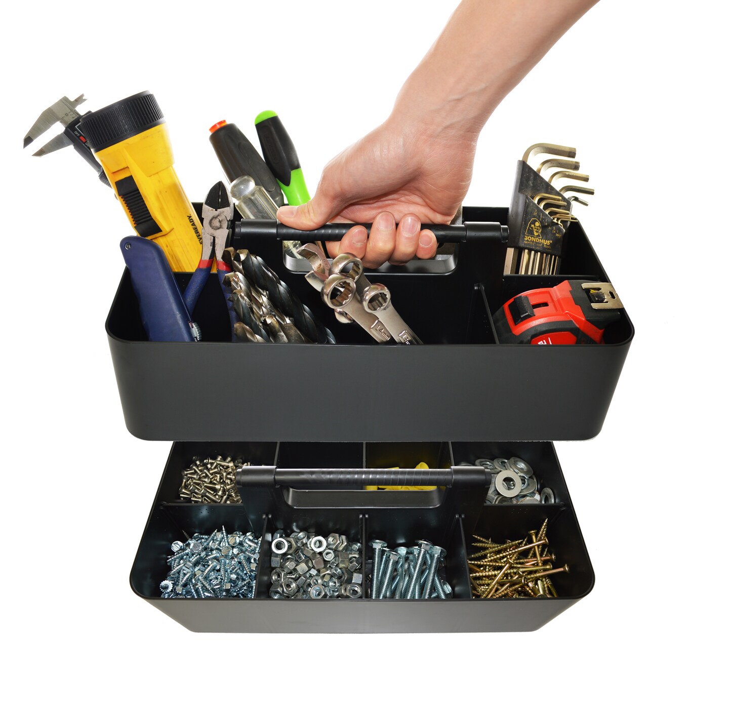 Enjoy Organizer Portable Caddy with Handle – 8-Compartment Storage Bin with Removable Dividers for Office, Crafts, and Home – Made in USA