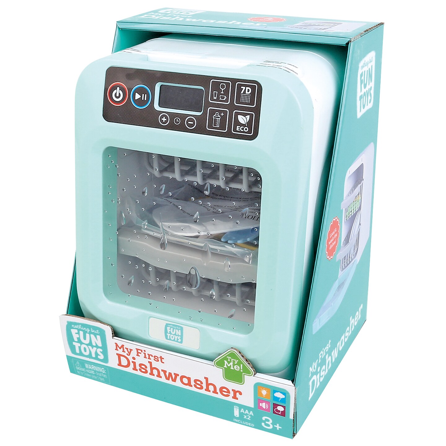 Nothing But Fun Toys: My First Dishwasher - Teal - Light &#x26; Sound Kitchen Appliance Toy, Tablewear &#x26; Utensil Accessories, Pretend Play Set, Kids 3+