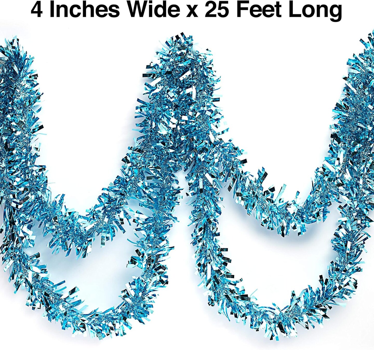 Light Blue Metallic Tinsel Twist Garland for Party Decorations