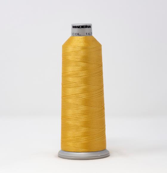 Polyneon Machine Embroidery Thread -- 5,500 yards Cone -- Vegas Gold Color -- Ref. #1670 by Madeira&#xAE;