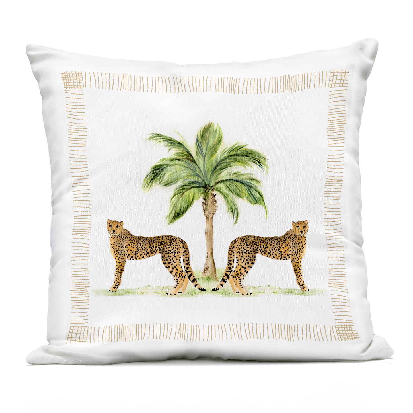 Stupell Industries Cheetah Duo & Palm Tree Outdoor Printed Pillow design by Janet Tava, 18 x 7 x 18