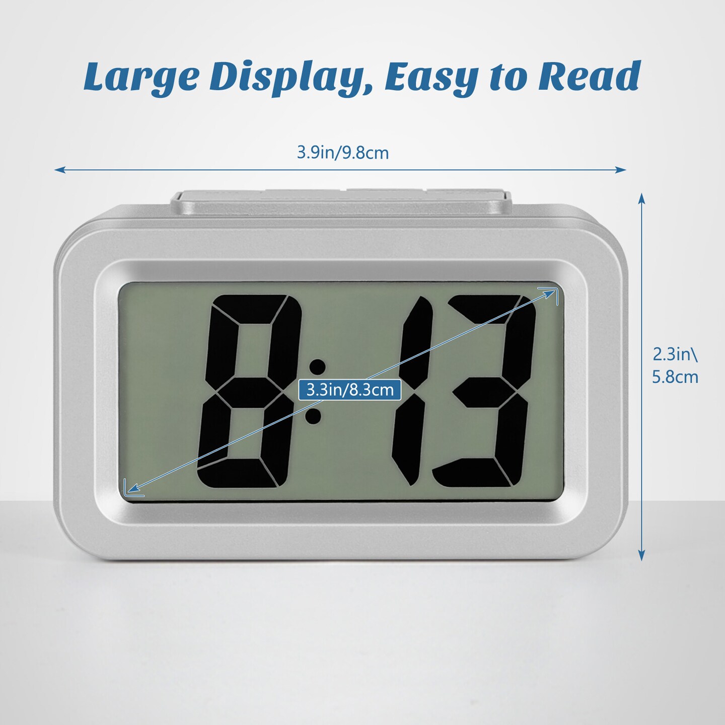Electric Digital Alarm Clock with LED Large Display, Battery Powered, Backlight & Snooze Function - Lightweight Plastic Design (Requires 2x AA Batteries)