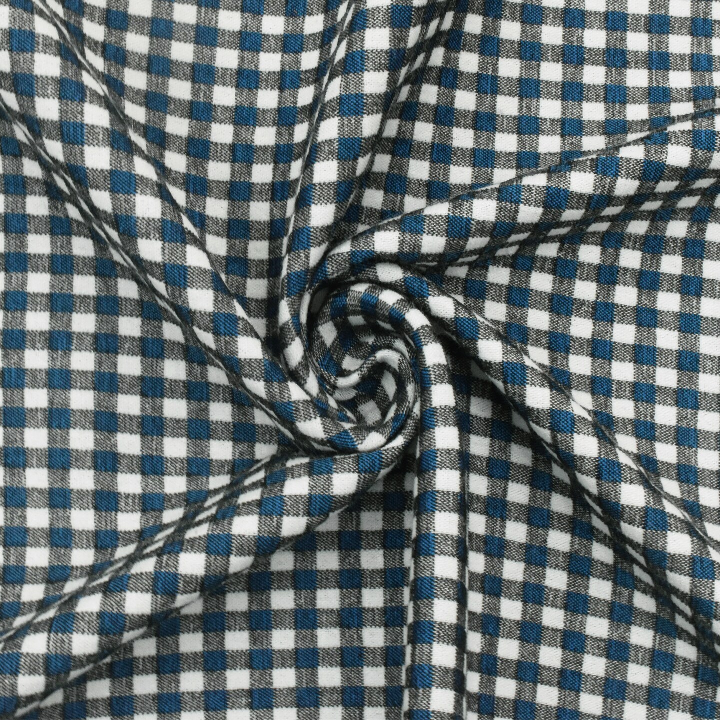 Blue-White-Gray Famous Maker Grid Gingham Double Woven Activewear Fabric By the Yard
